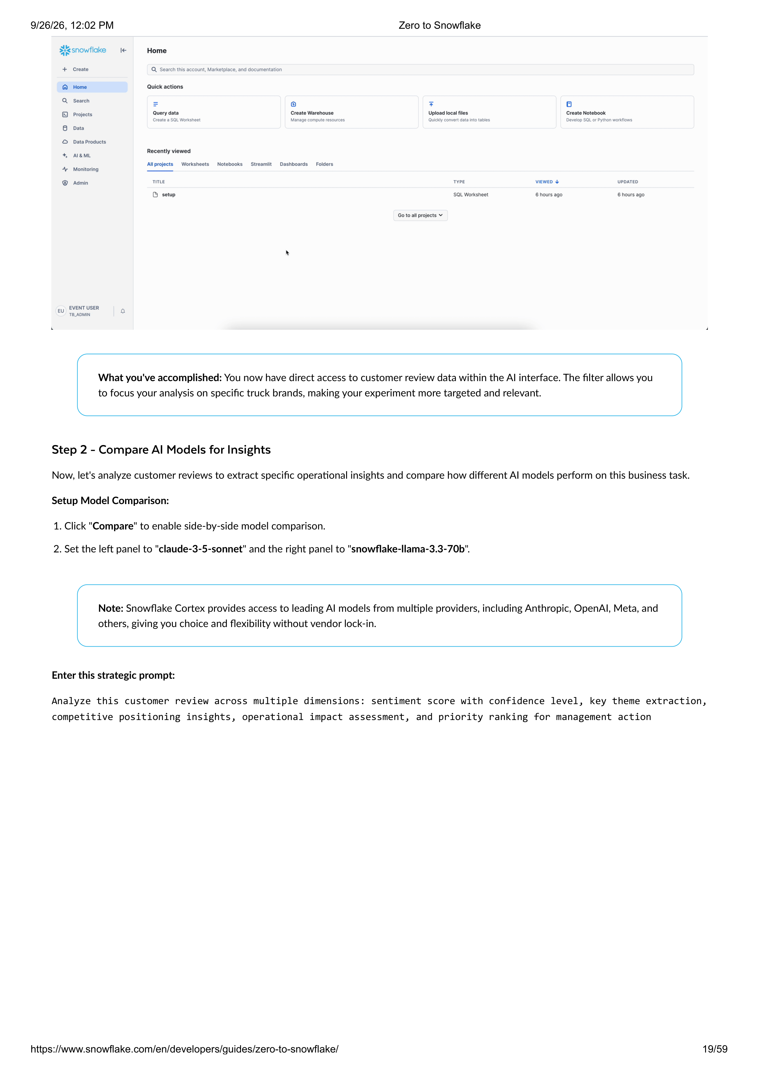 The Zero to Snowflake Quickstart Guide — page 19