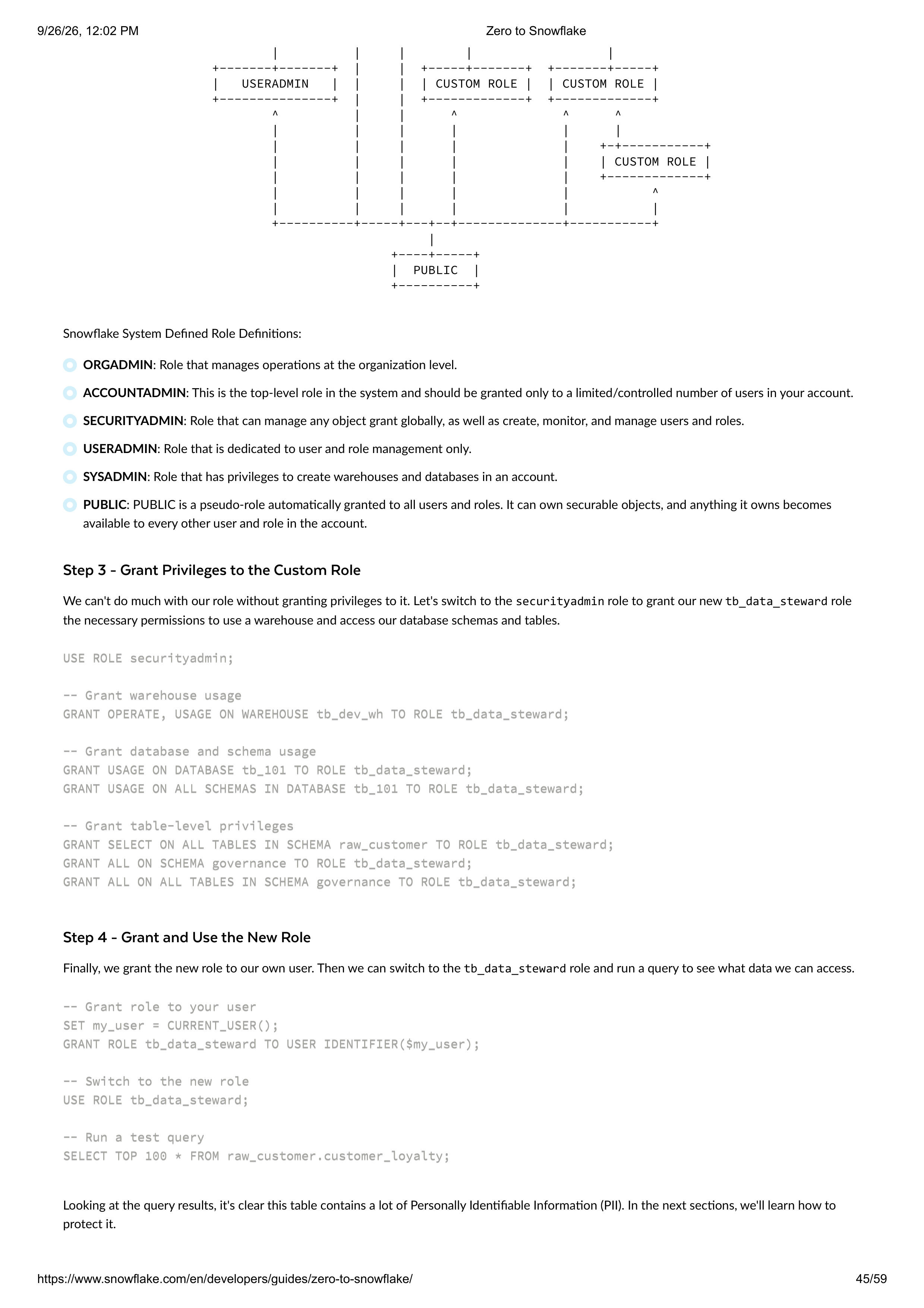 The Zero to Snowflake Quickstart Guide — page 45