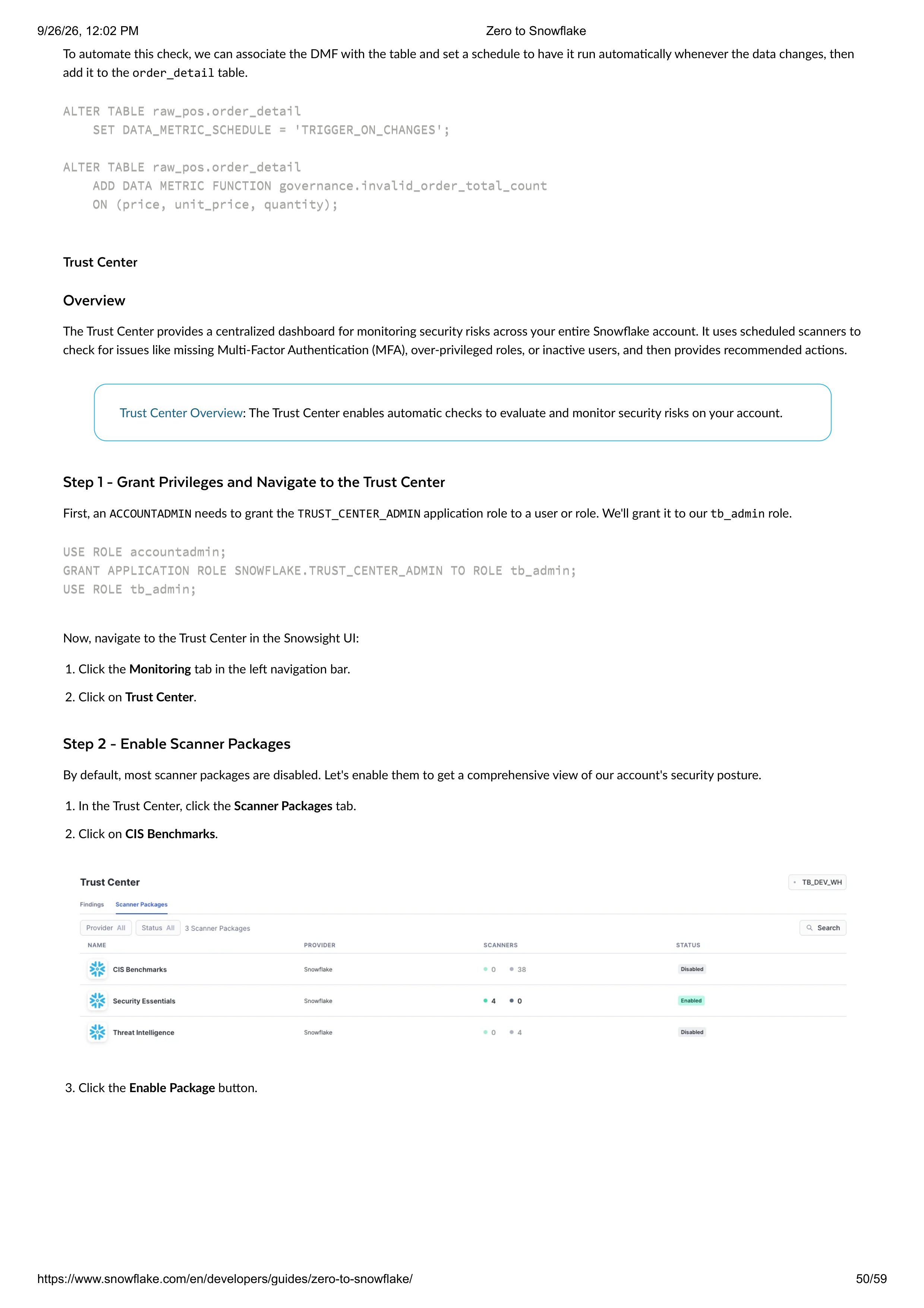 The Zero to Snowflake Quickstart Guide — page 50