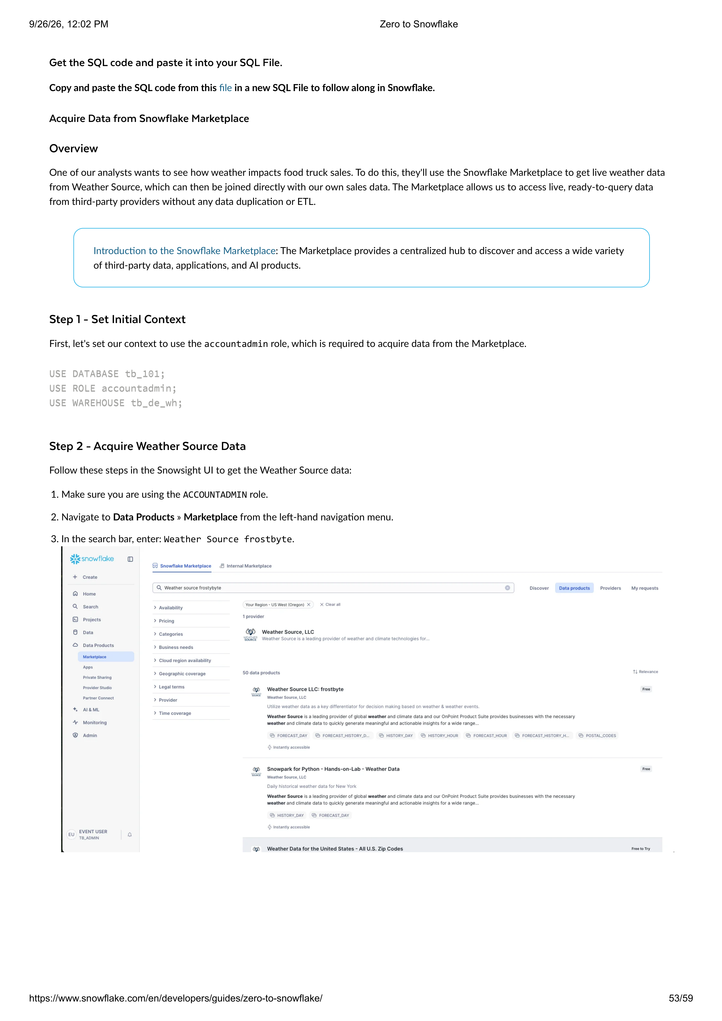 The Zero to Snowflake Quickstart Guide — page 53