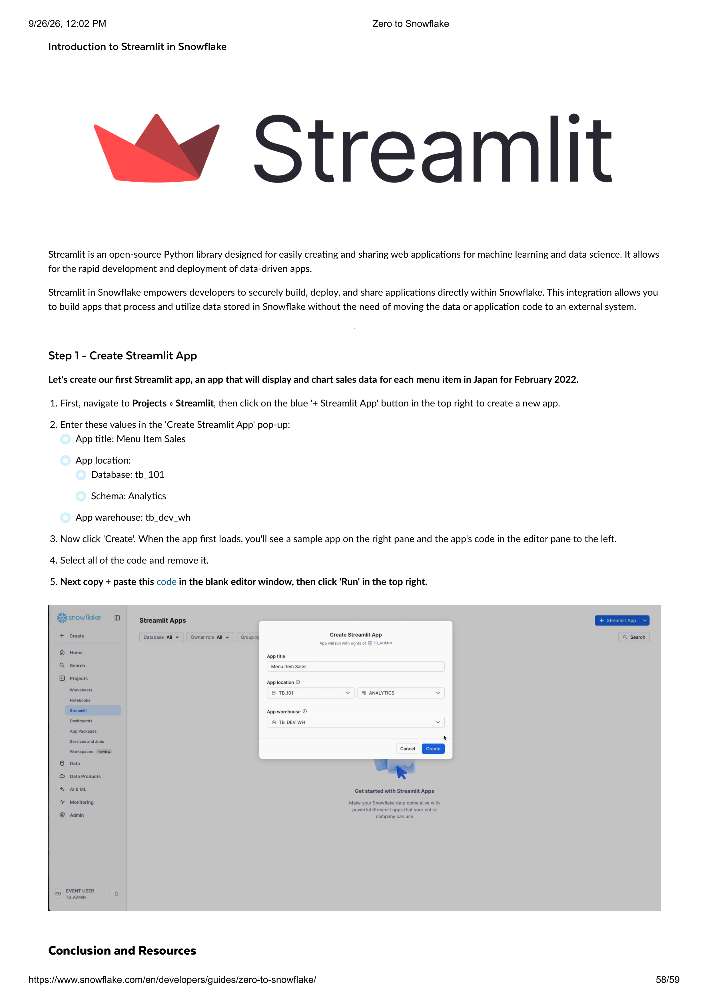 The Zero to Snowflake Quickstart Guide — page 58