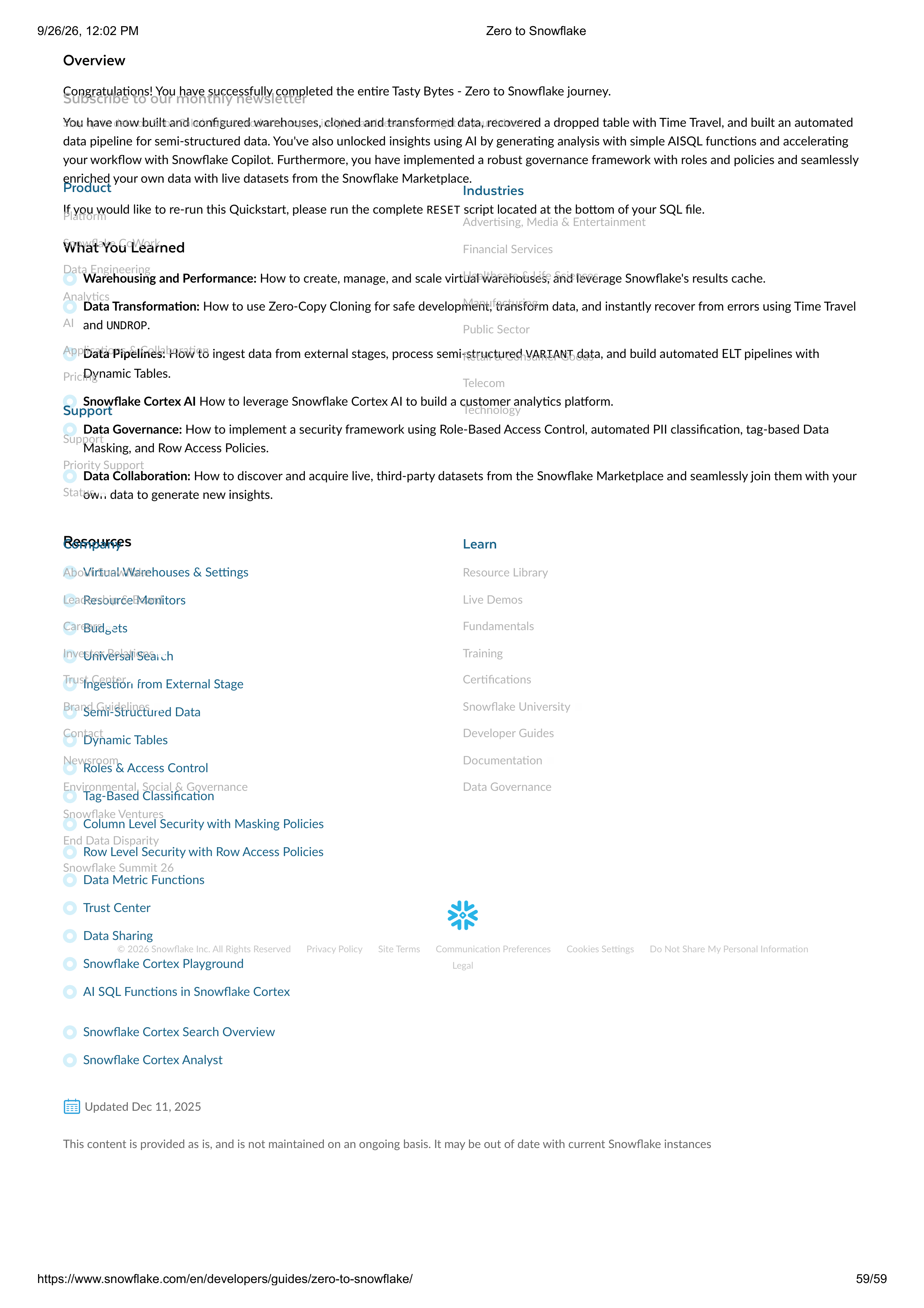 The Zero to Snowflake Quickstart Guide — page 59