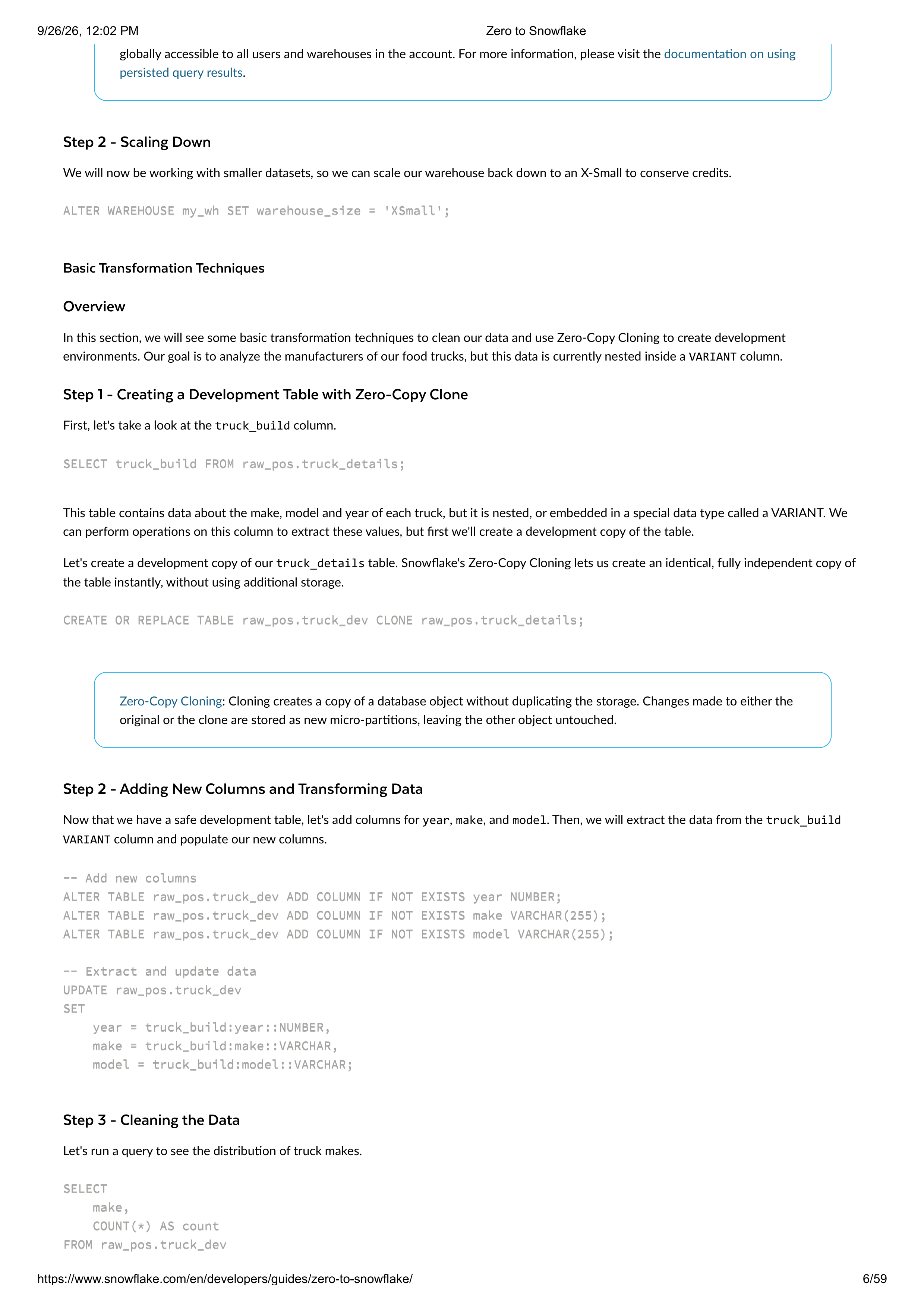 The Zero to Snowflake Quickstart Guide — page 6