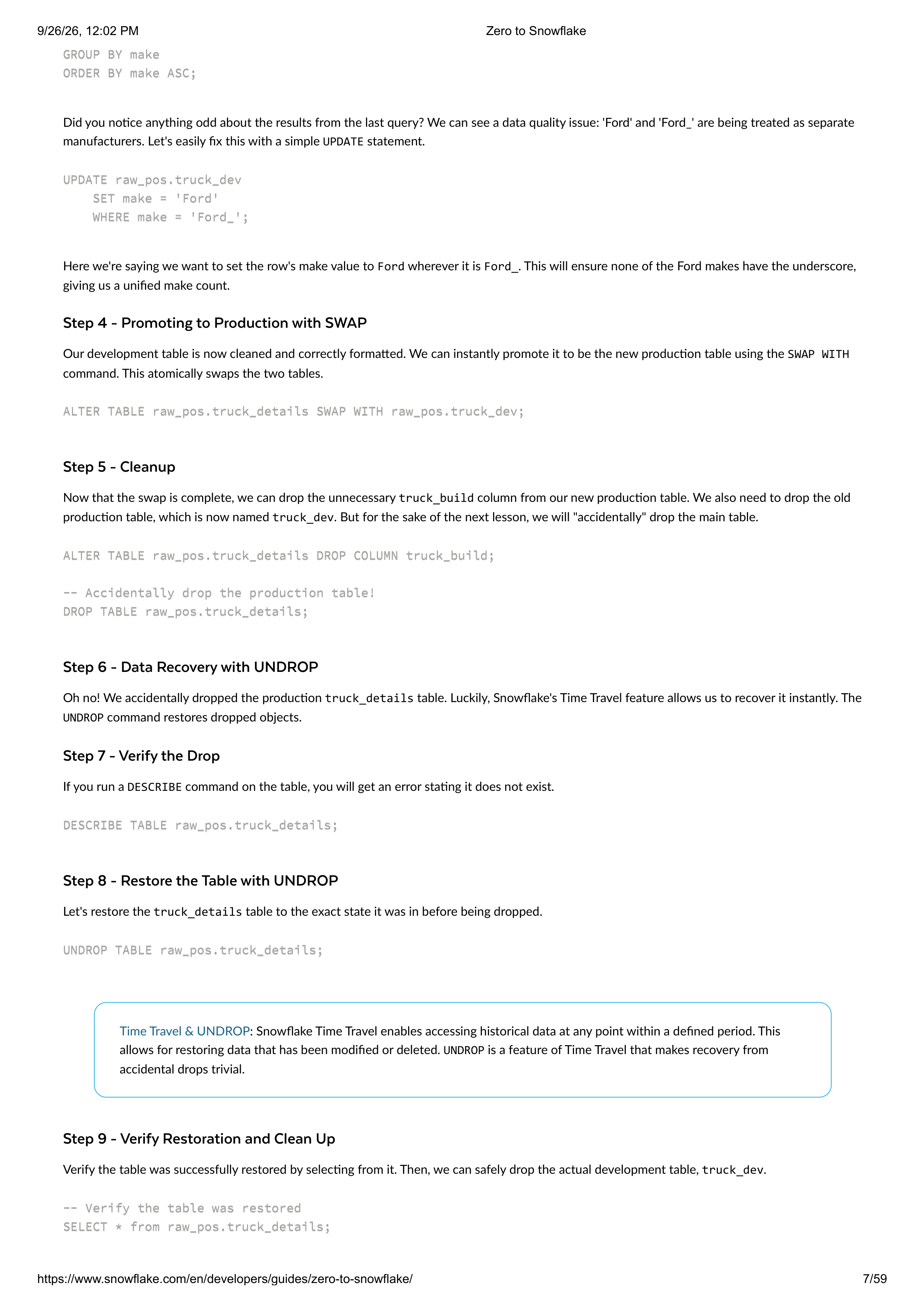 The Zero to Snowflake Quickstart Guide — page 7