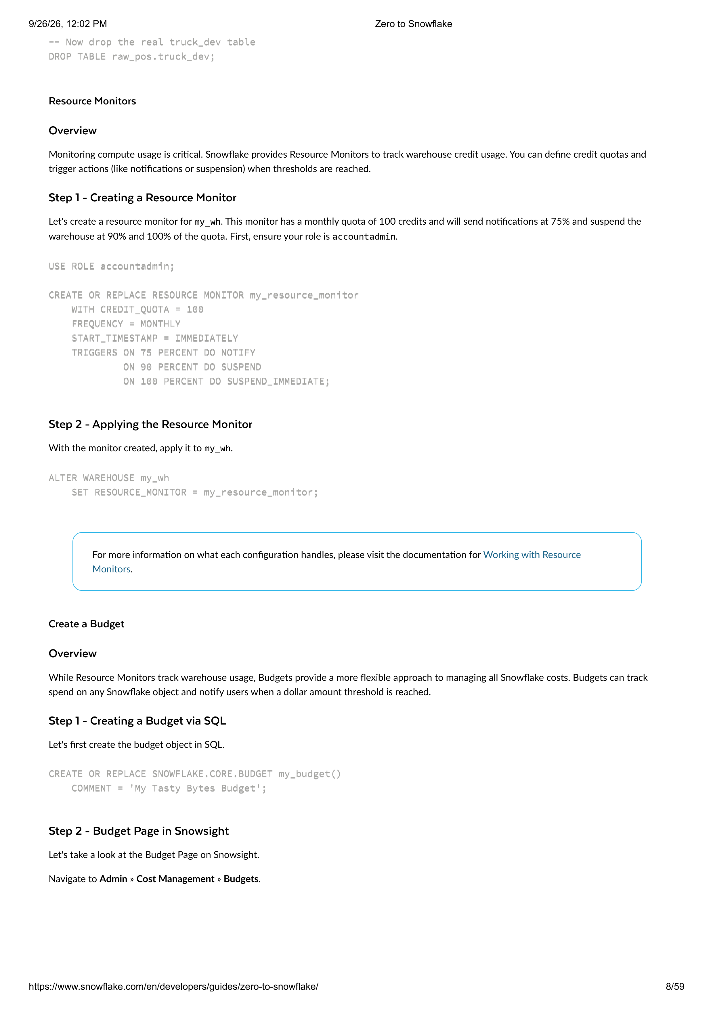 The Zero to Snowflake Quickstart Guide — page 8