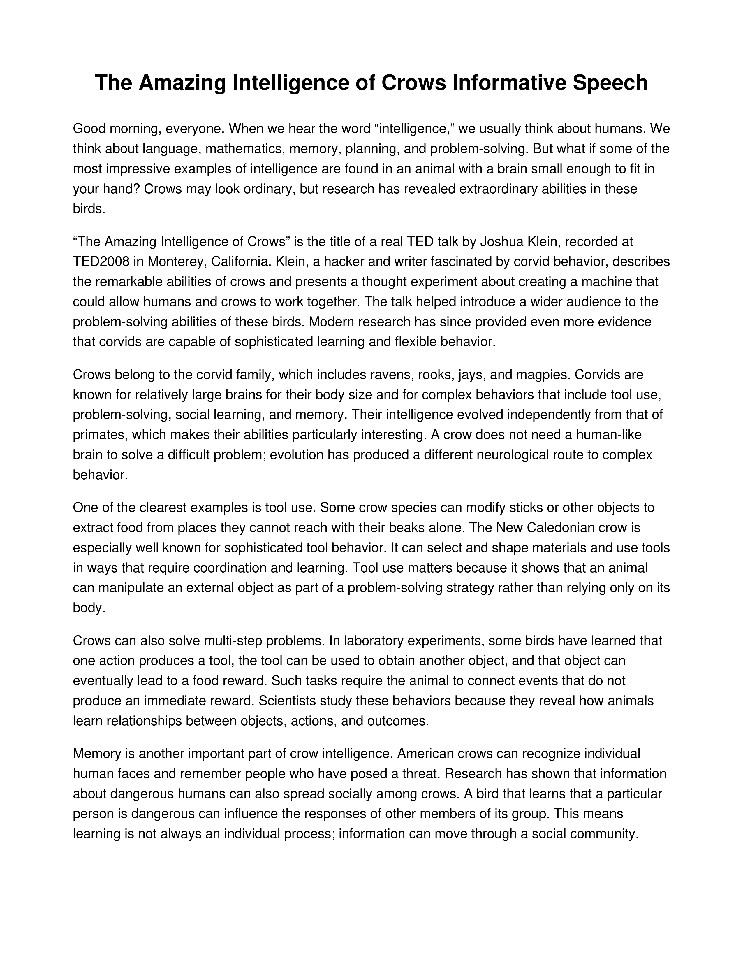 The Amazing Intelligence of Crows Informative Speech — page 1