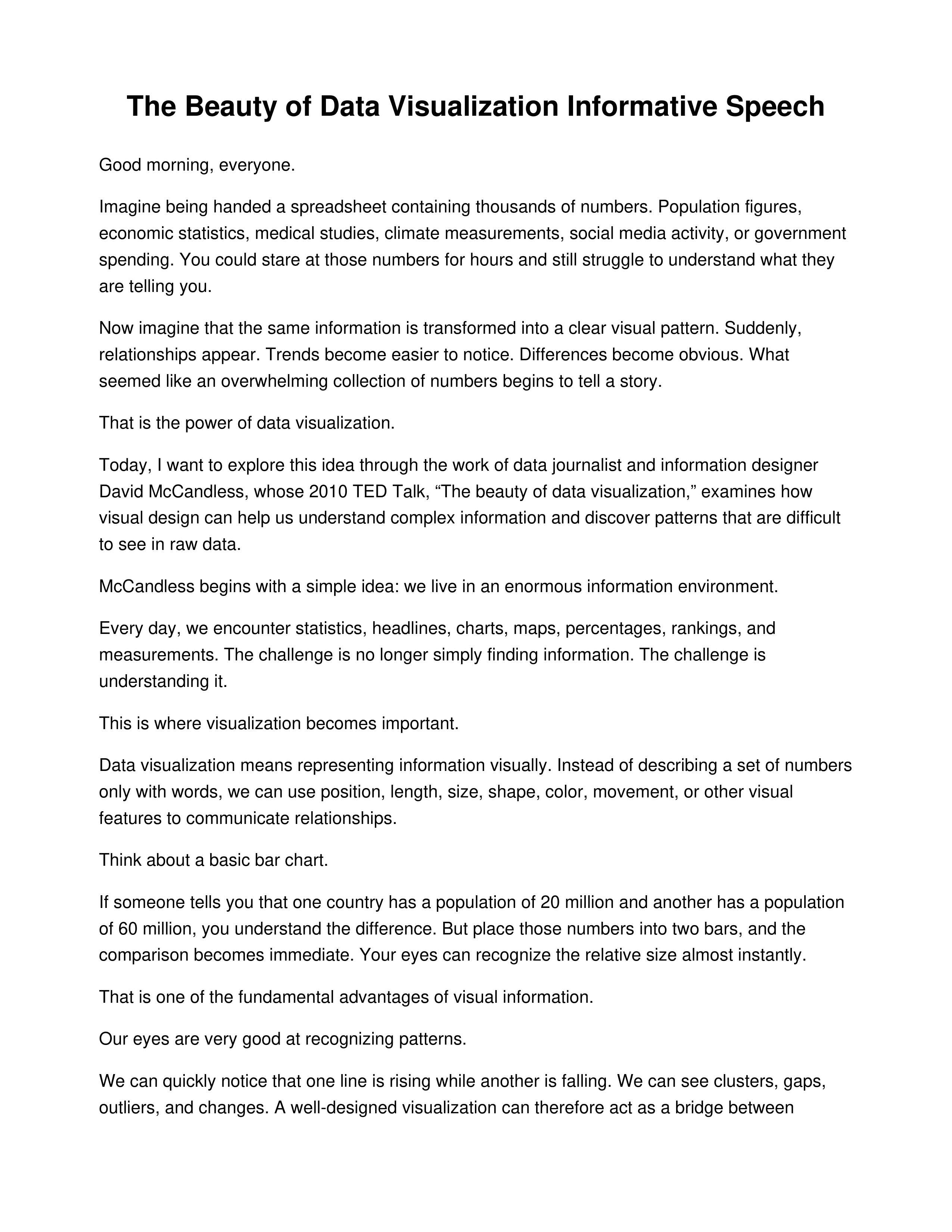 The Beauty of Data Visualization Informative Speech — page 1