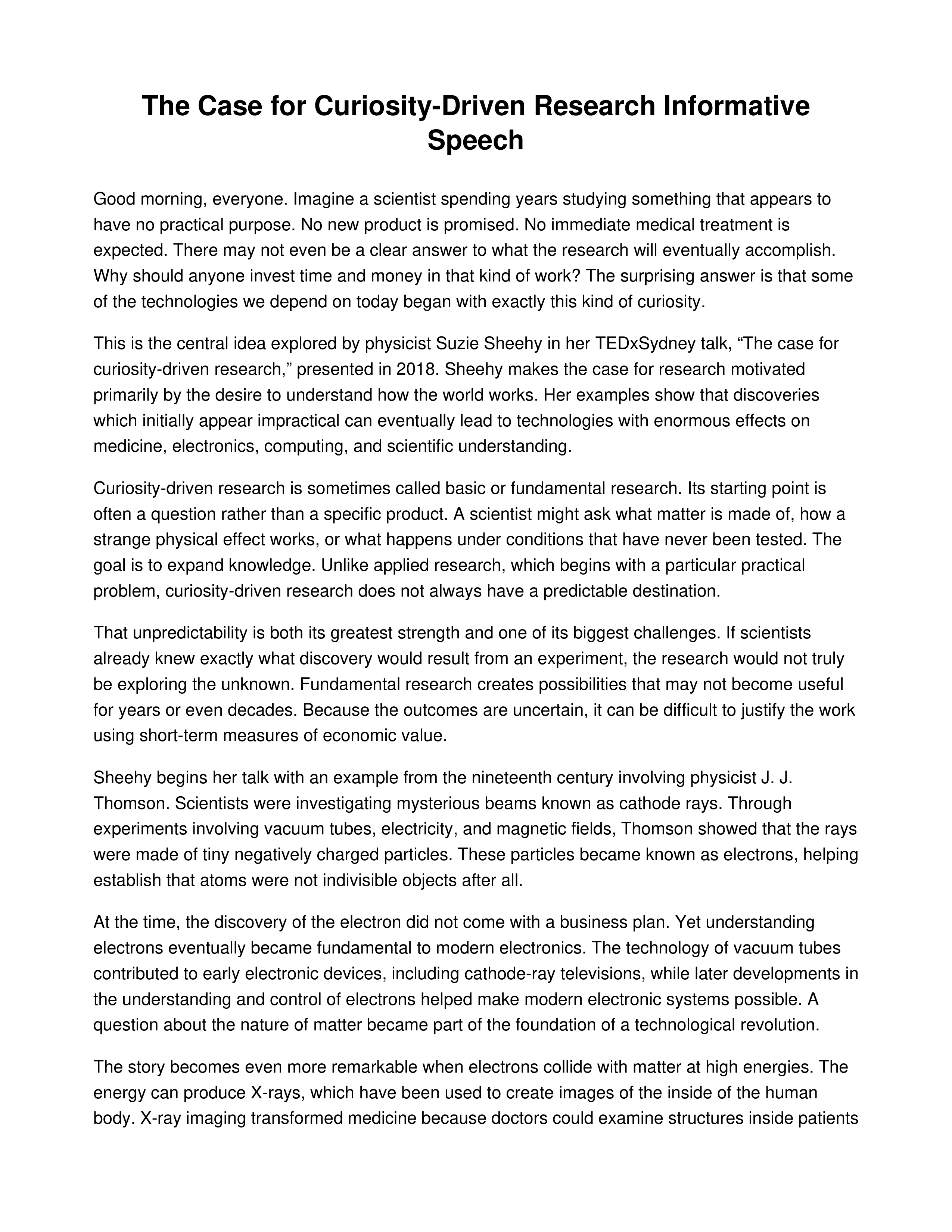 The Case for Curiosity-Driven Research Informative Speech — page 1