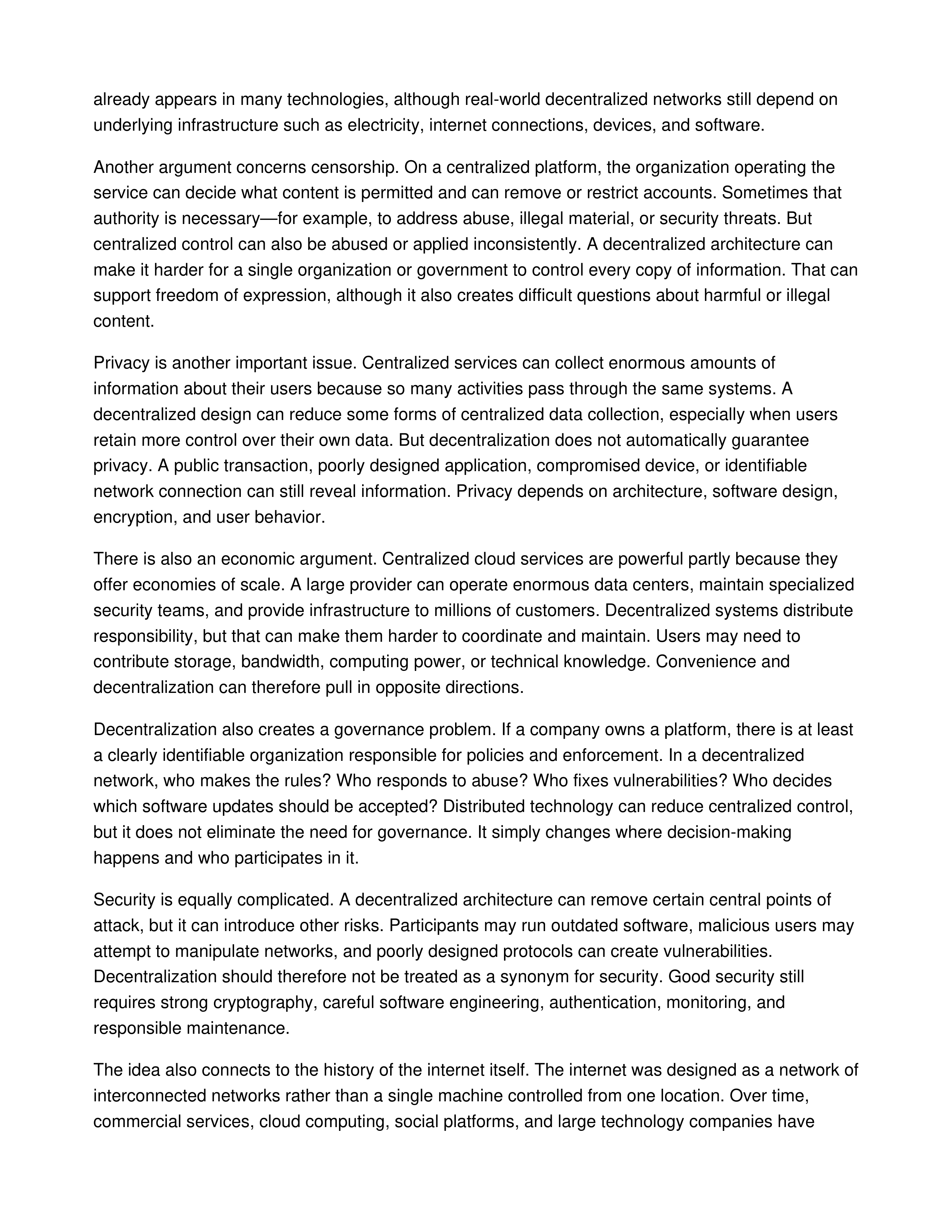 The Case for a Decentralized Internet Informative Speech — page 2