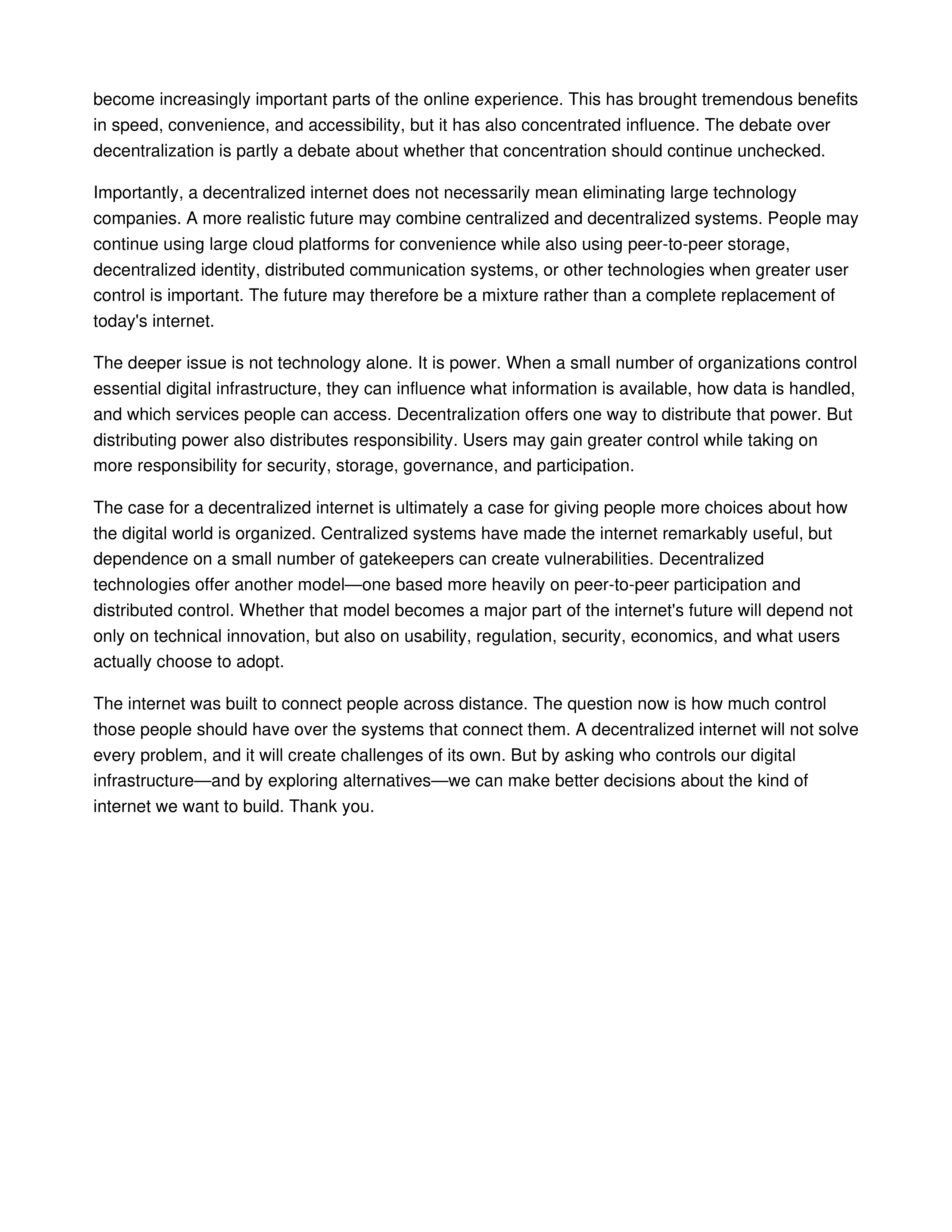 The Case for a Decentralized Internet Informative Speech — page 3