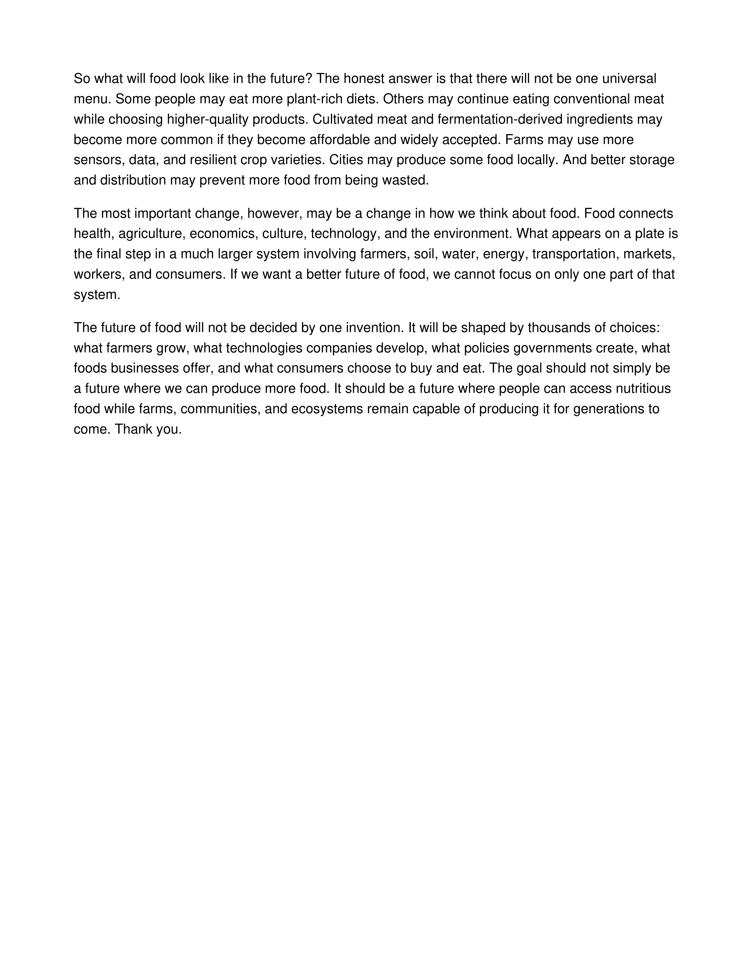 The Future of Food Informative Speech — page 3