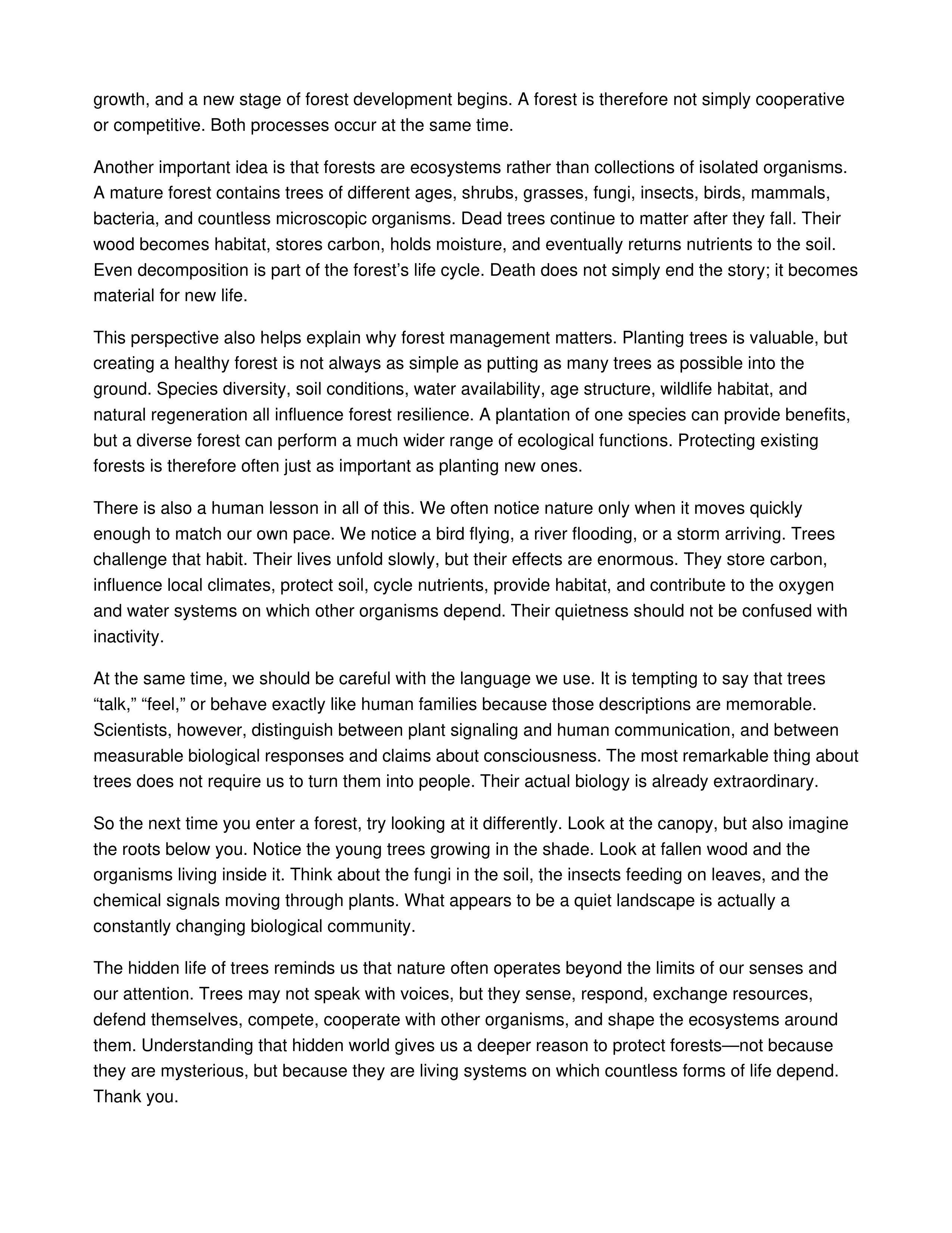 The Hidden Life of Trees Informative Speech — page 2