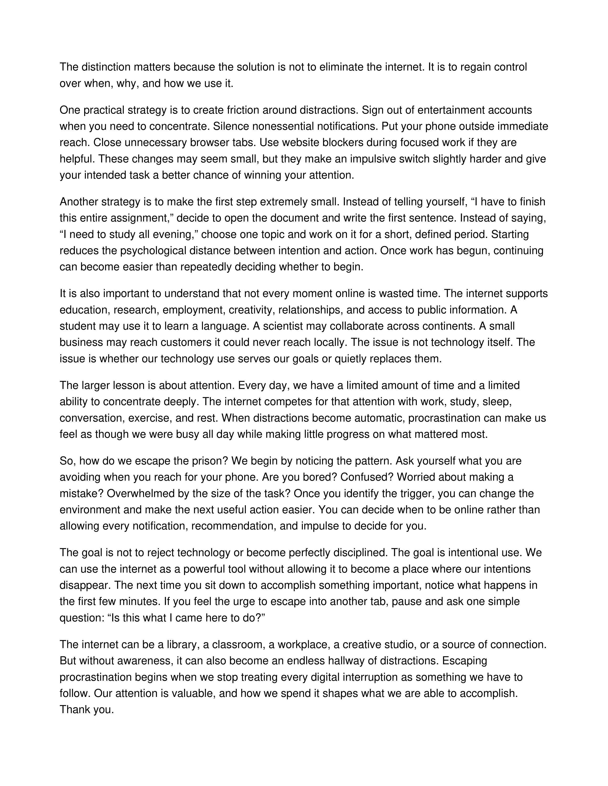 The Internet’s Prison of Procrastination Informative Speech — page 2