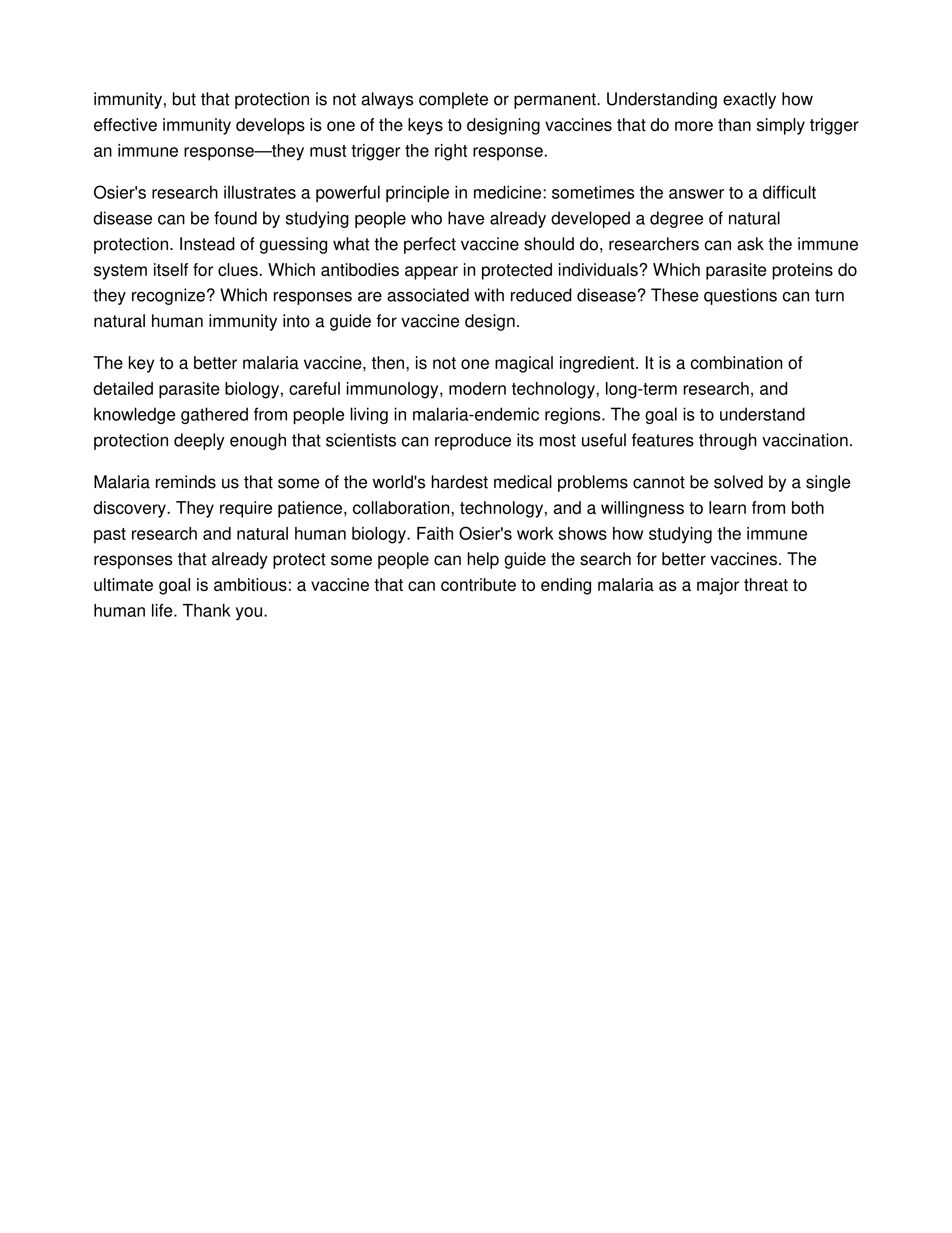 The Key to a Better Malaria Vaccine Informative Speech — page 3