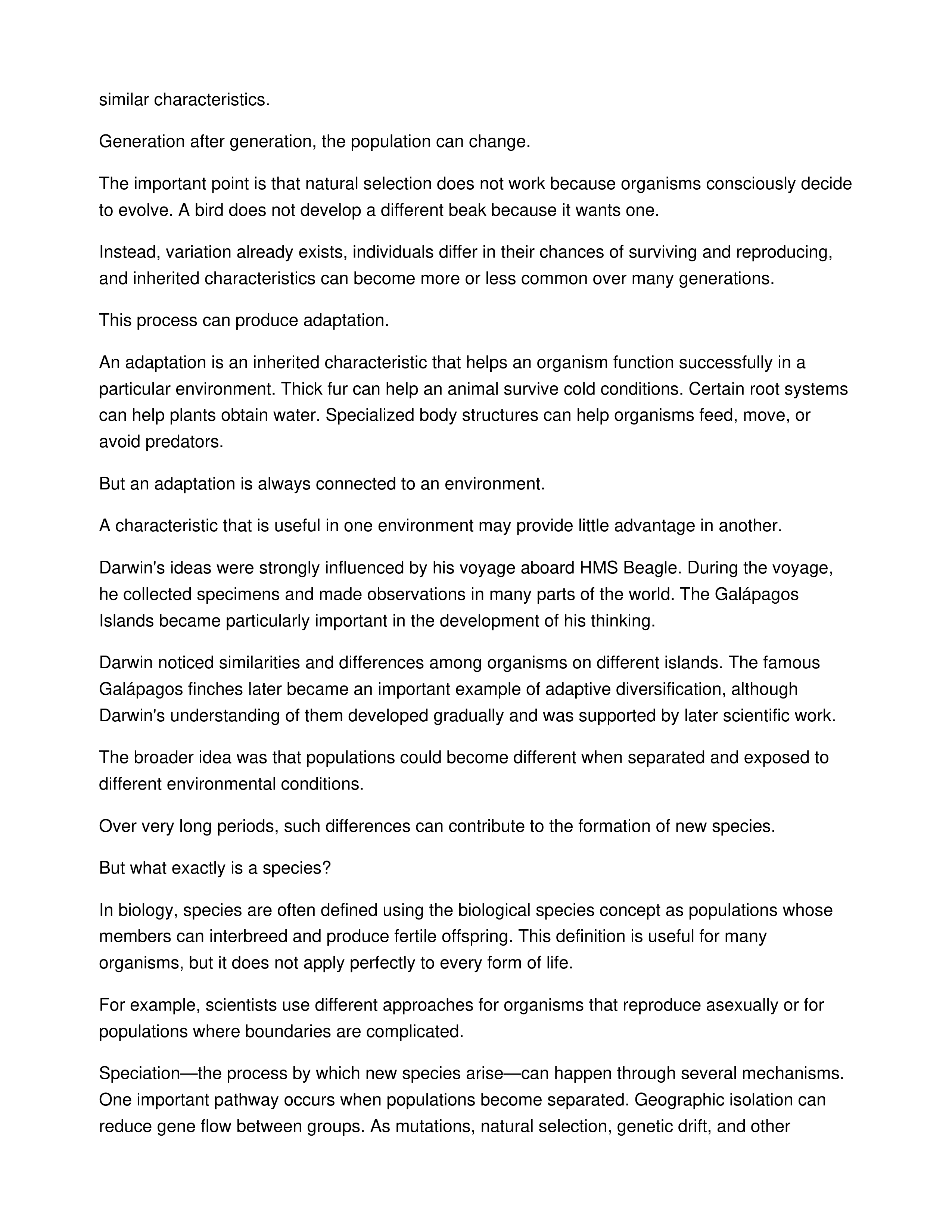 The Origin of Species Informative Speech — page 2