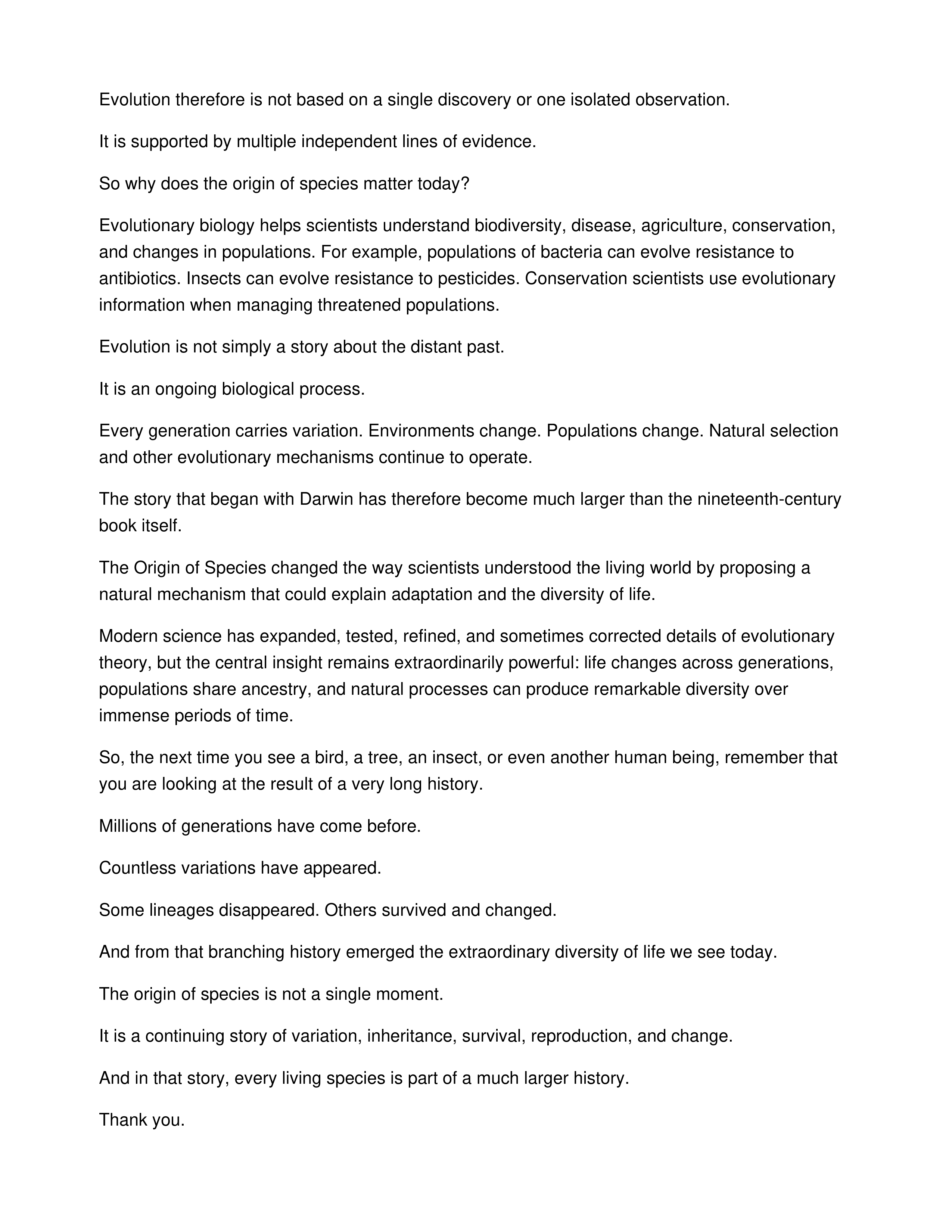 The Origin of Species Informative Speech — page 4