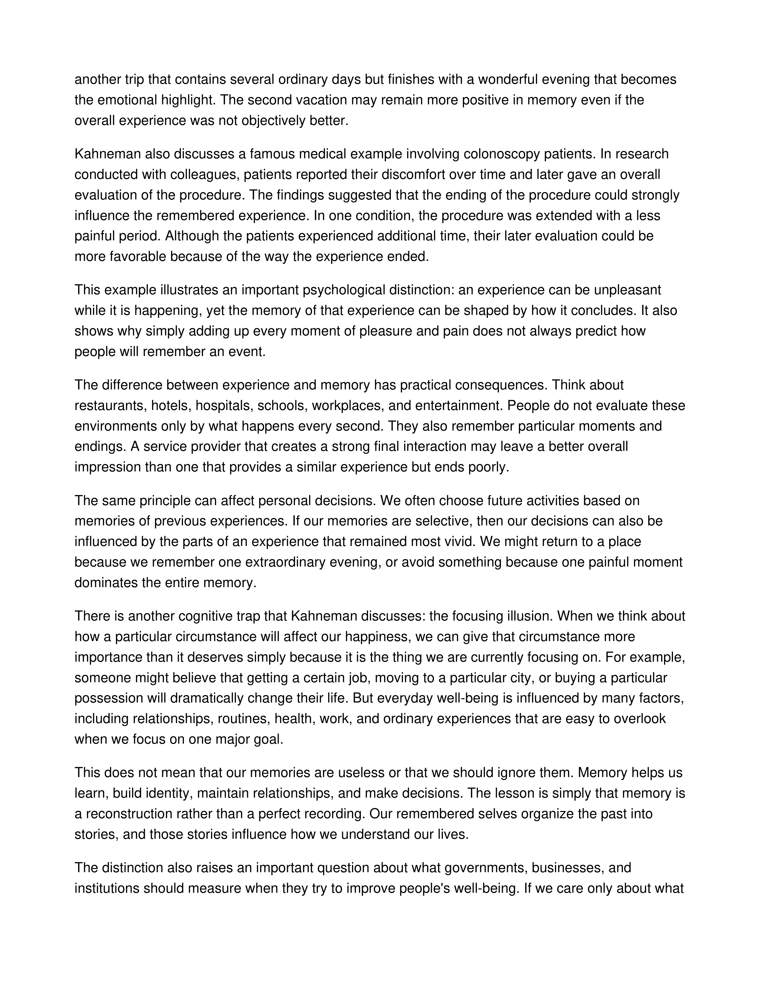 The Riddle of Experience vs. Memory Informative Speech — page 2