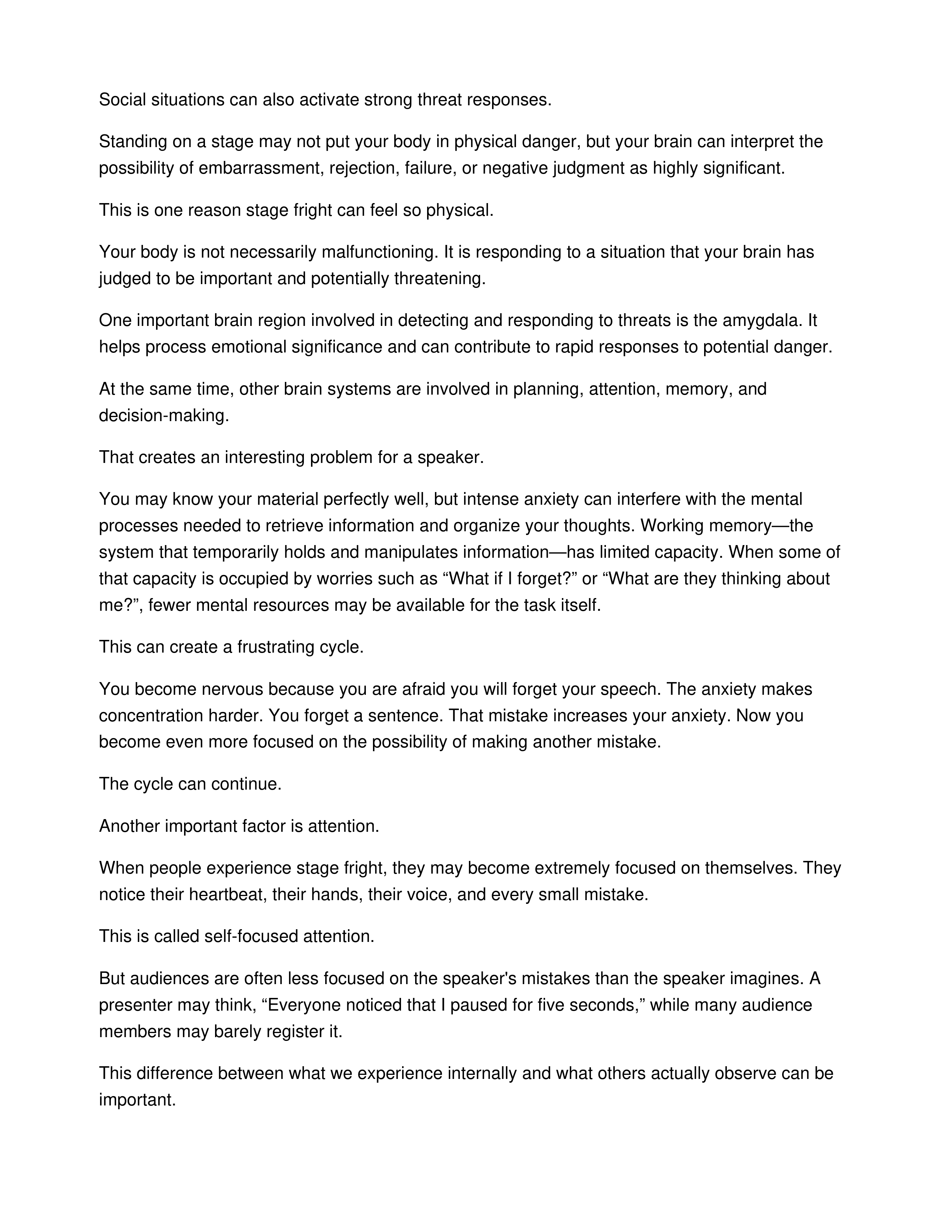 The Science of Stage Fright Informative Speech — page 2