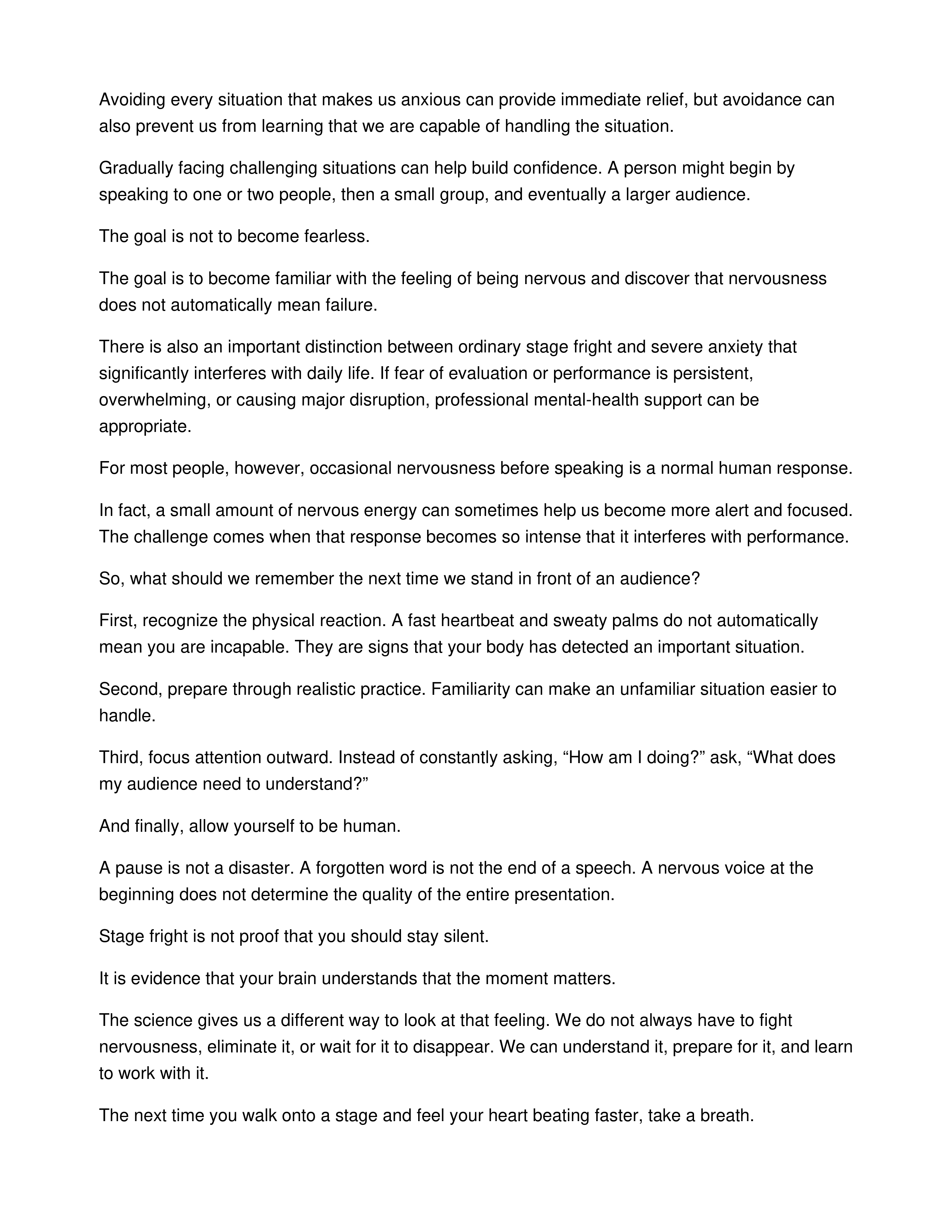 The Science of Stage Fright Informative Speech — page 4