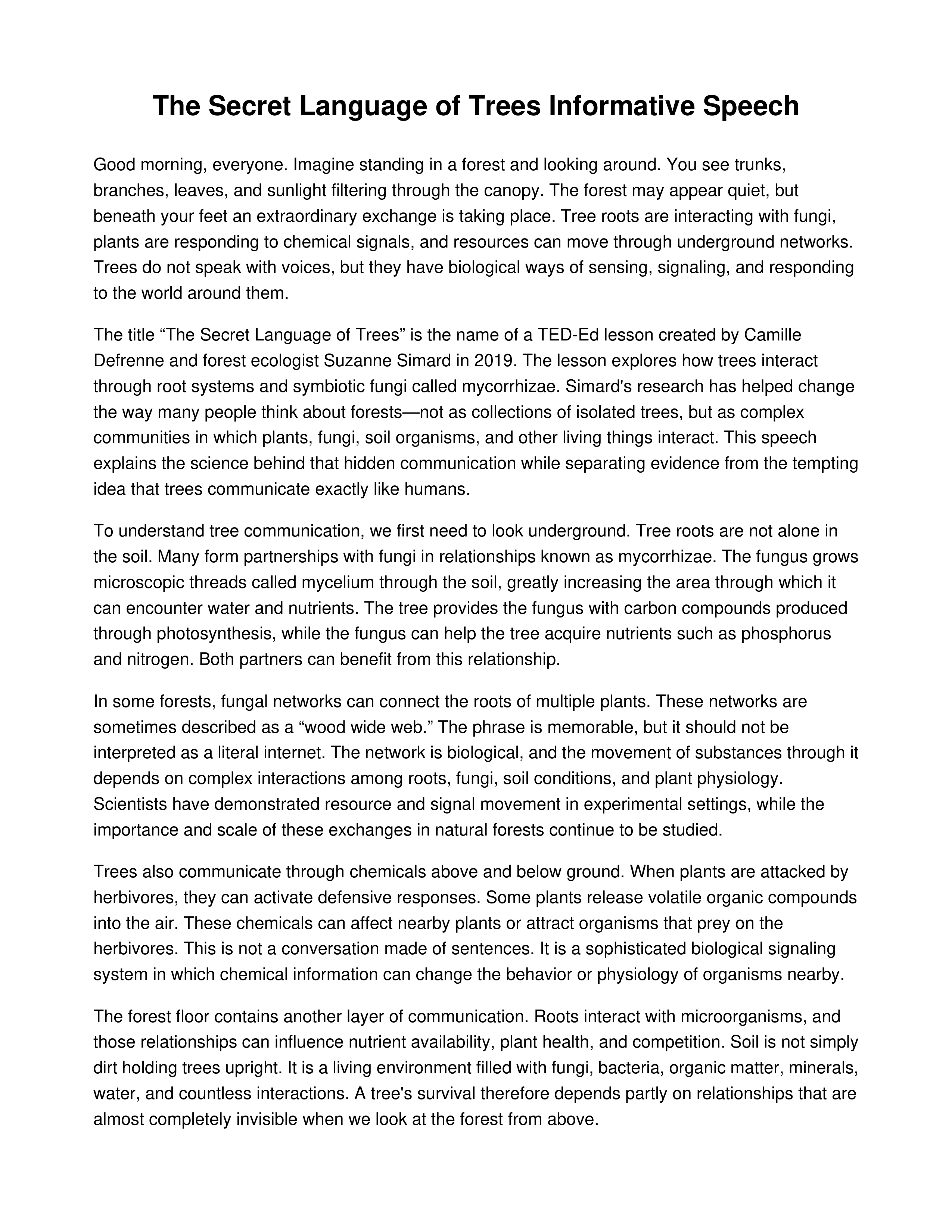 The Secret Language of Trees Informative Speech — page 1