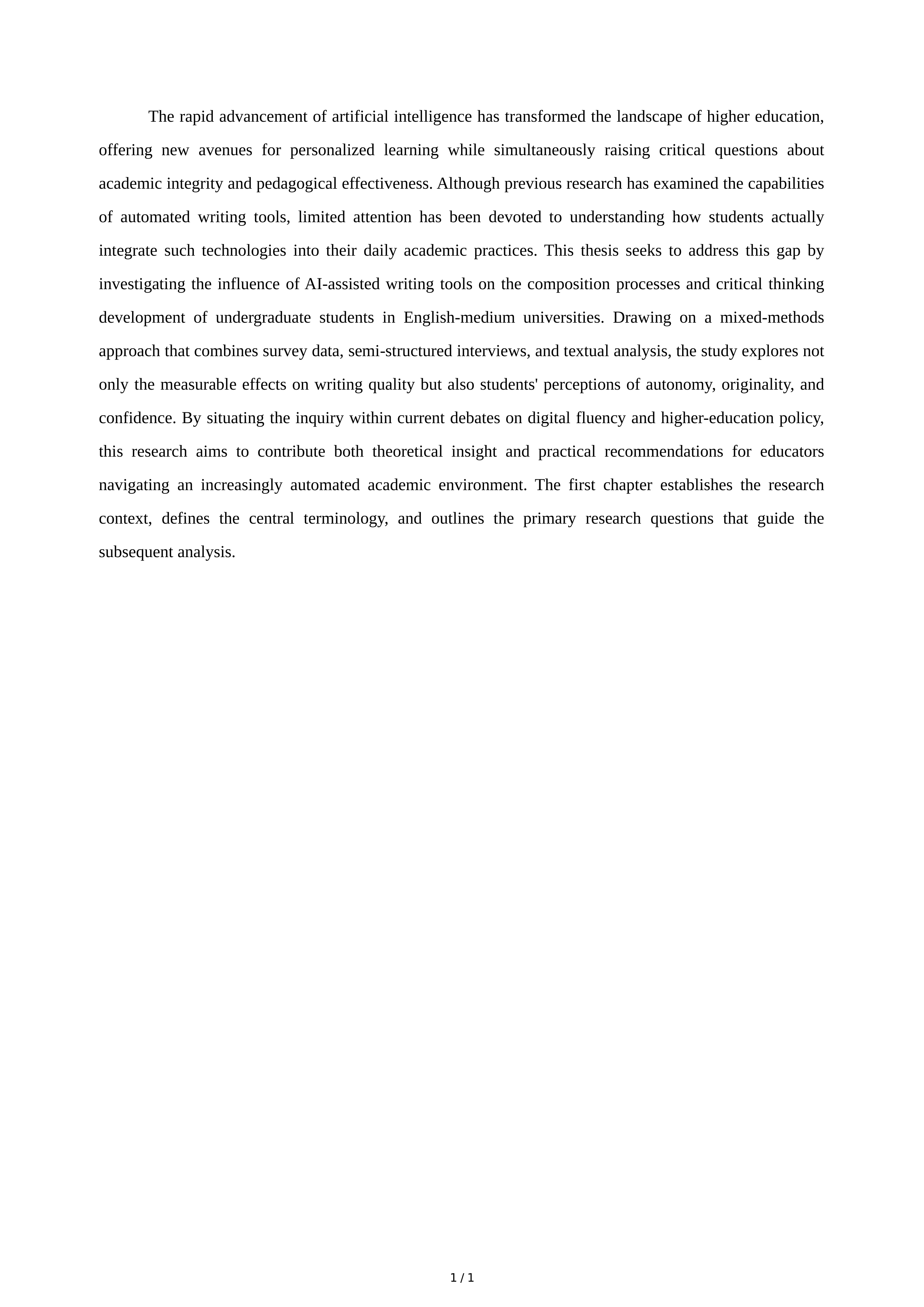 Thesis Introduction Paragraph — page 1