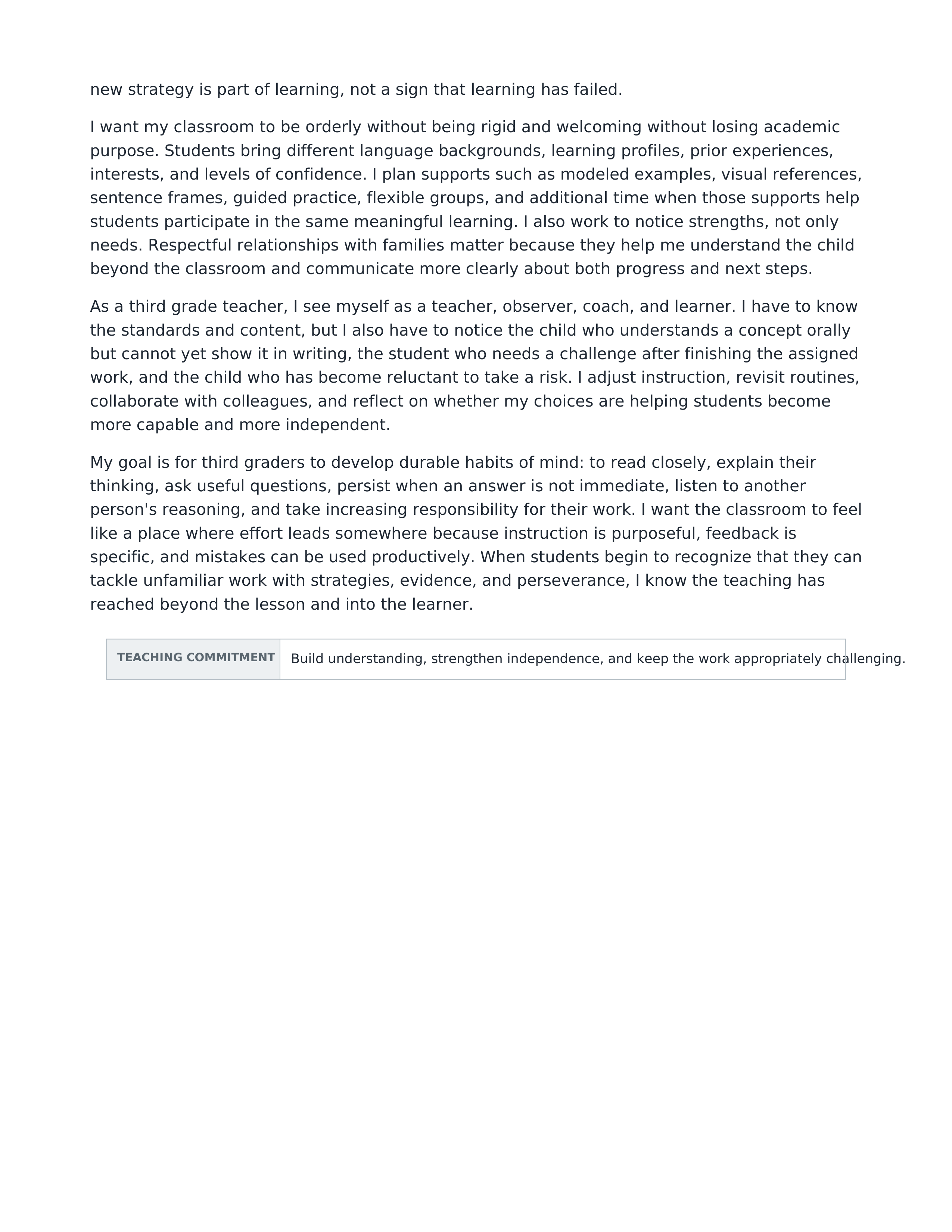 Third Grade Teacher Teaching Philosophy — page 2