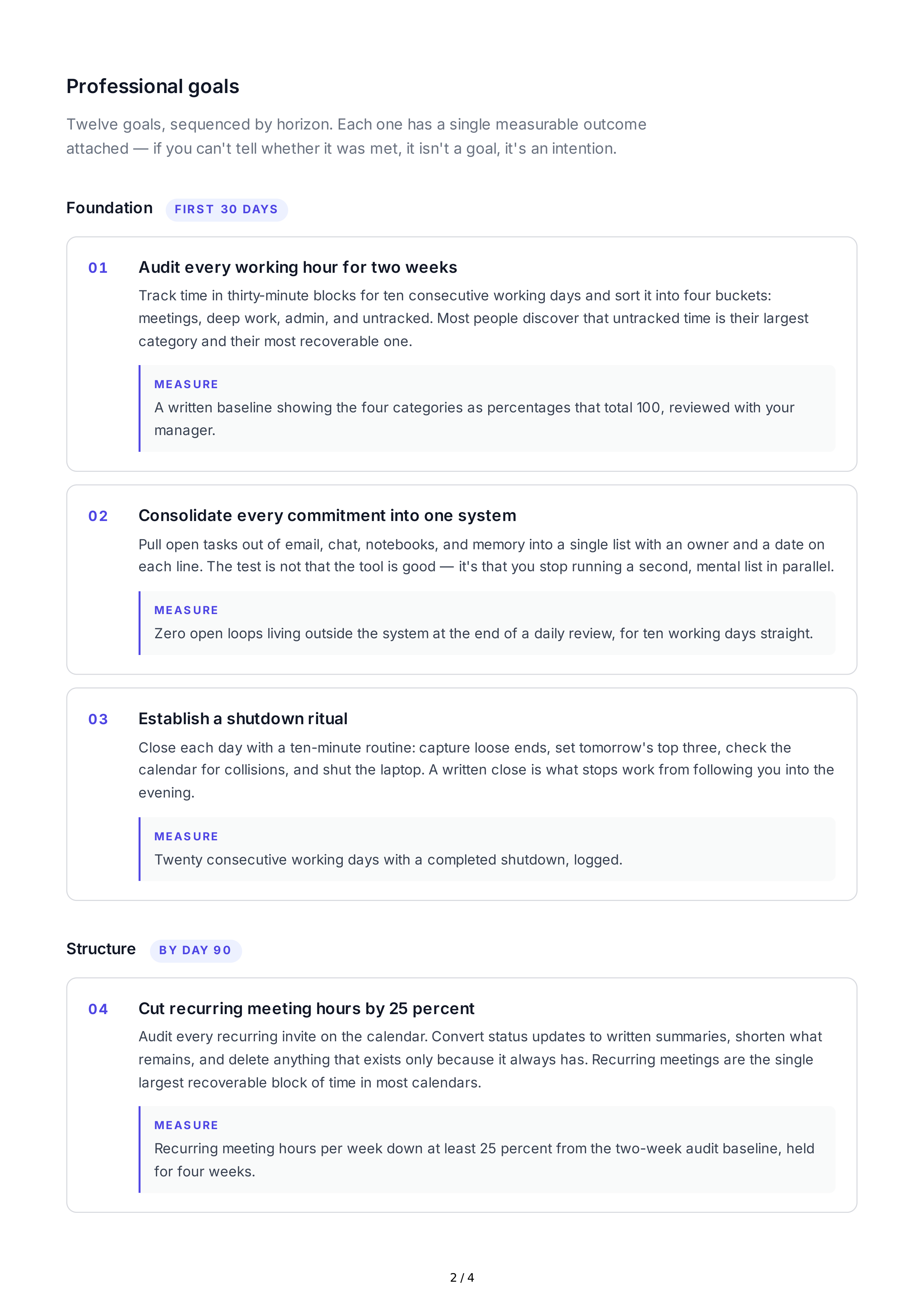 Time Management Professional Goals — page 2