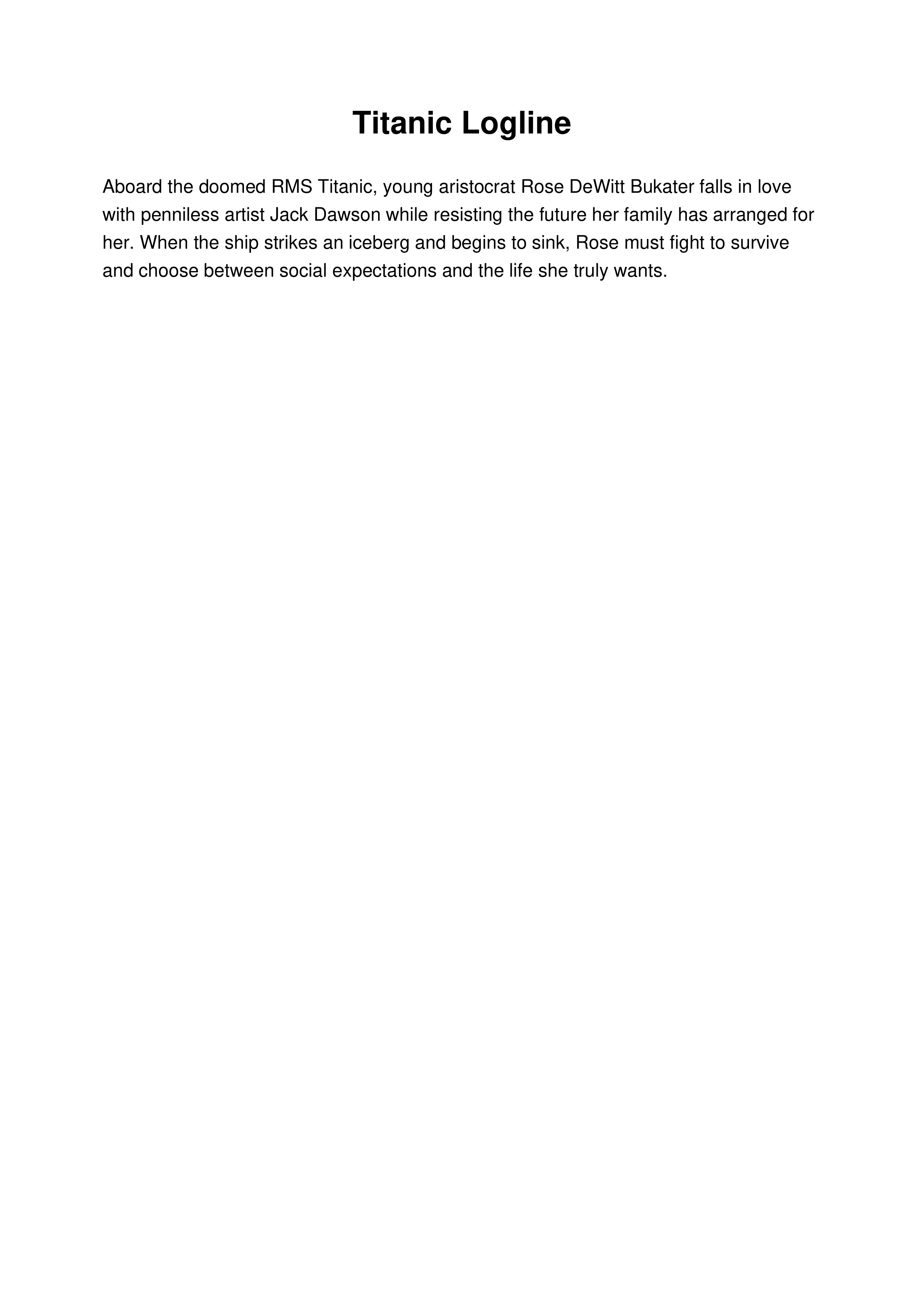 Titanic Logline — page 1