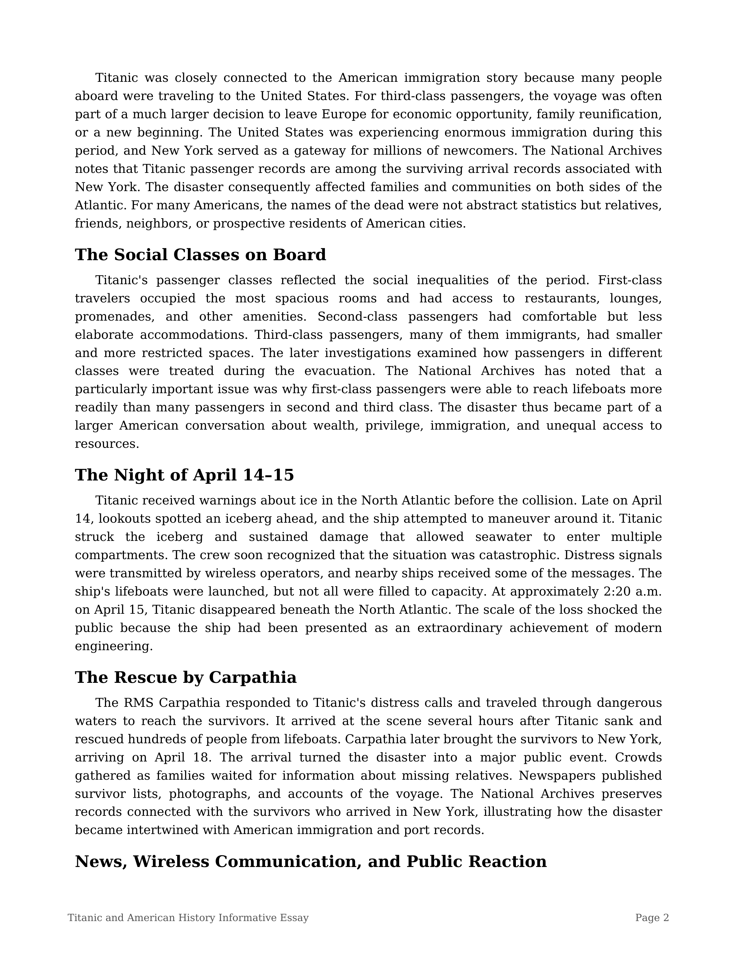 Titanic and American History Informative Essay — page 2
