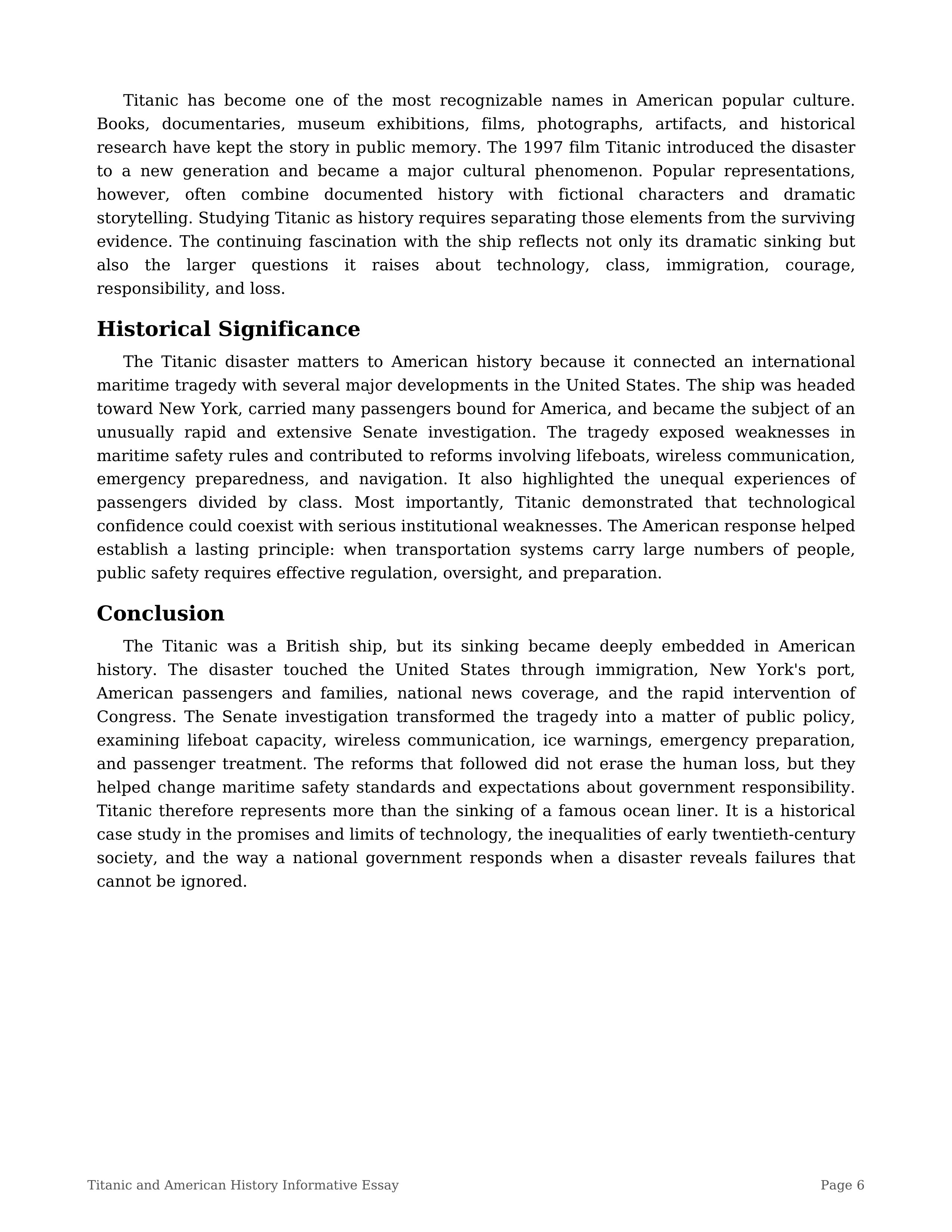 Titanic and American History Informative Essay — page 6