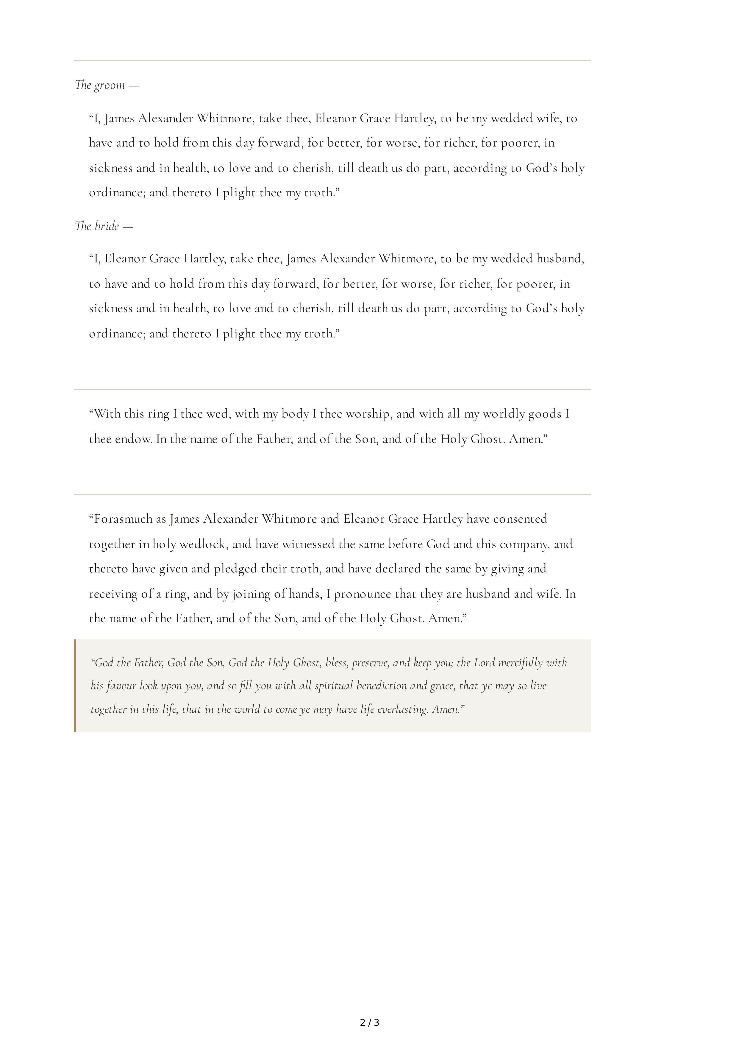 Traditional Wedding Vows — page 2