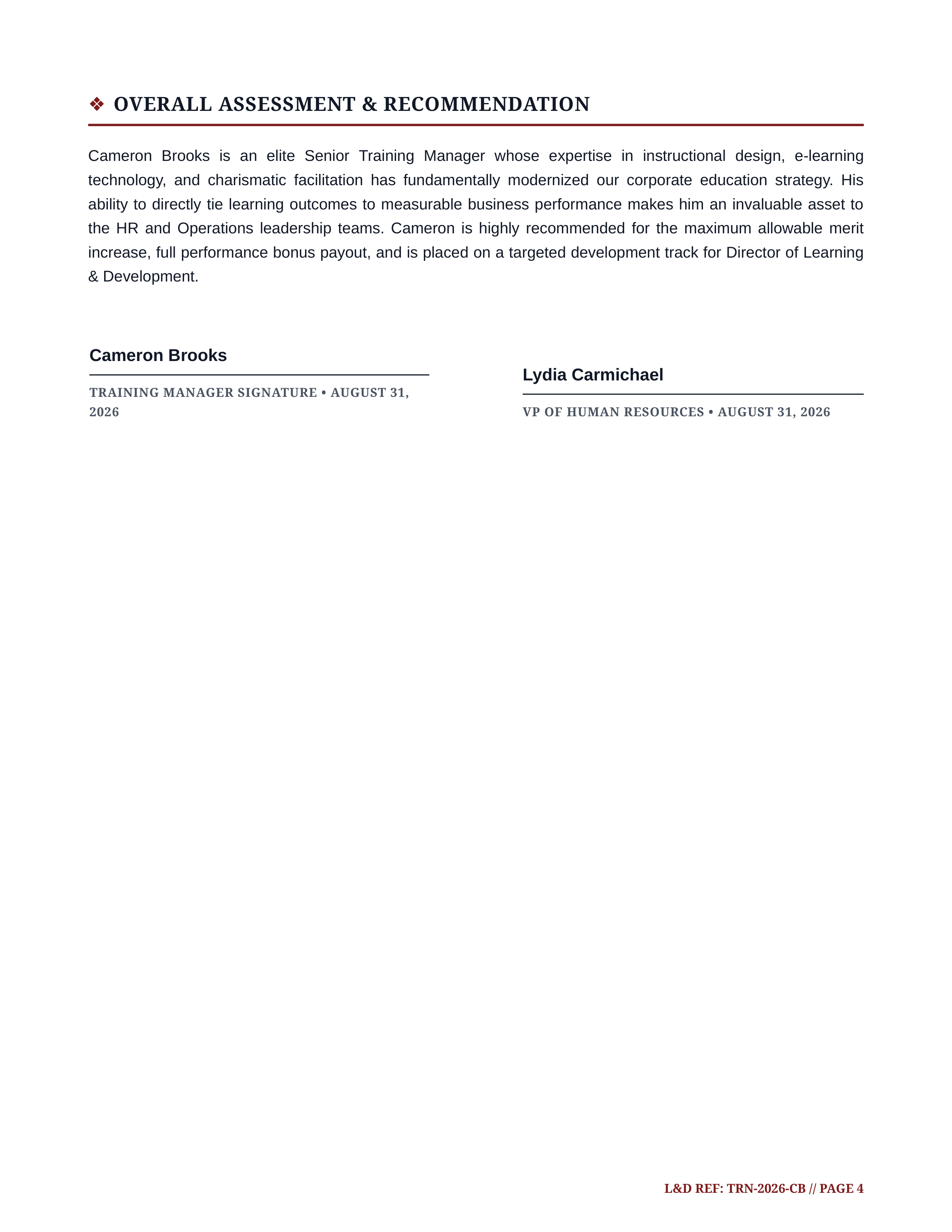 Training Manager Performance Review — page 4