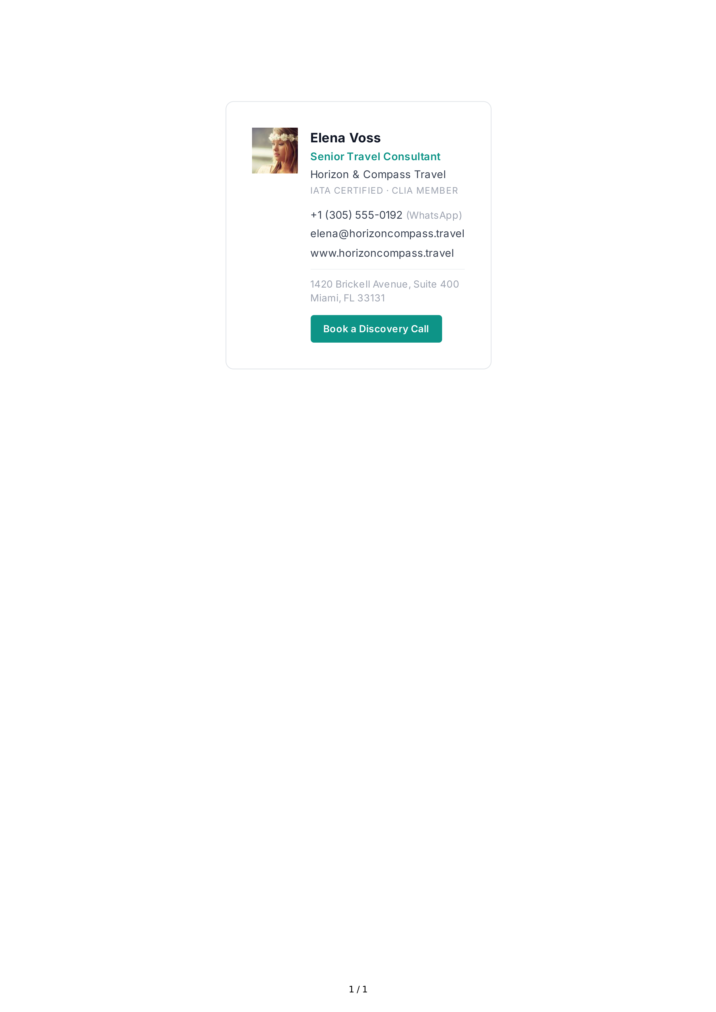 Travel Agent Email Signature — page 1