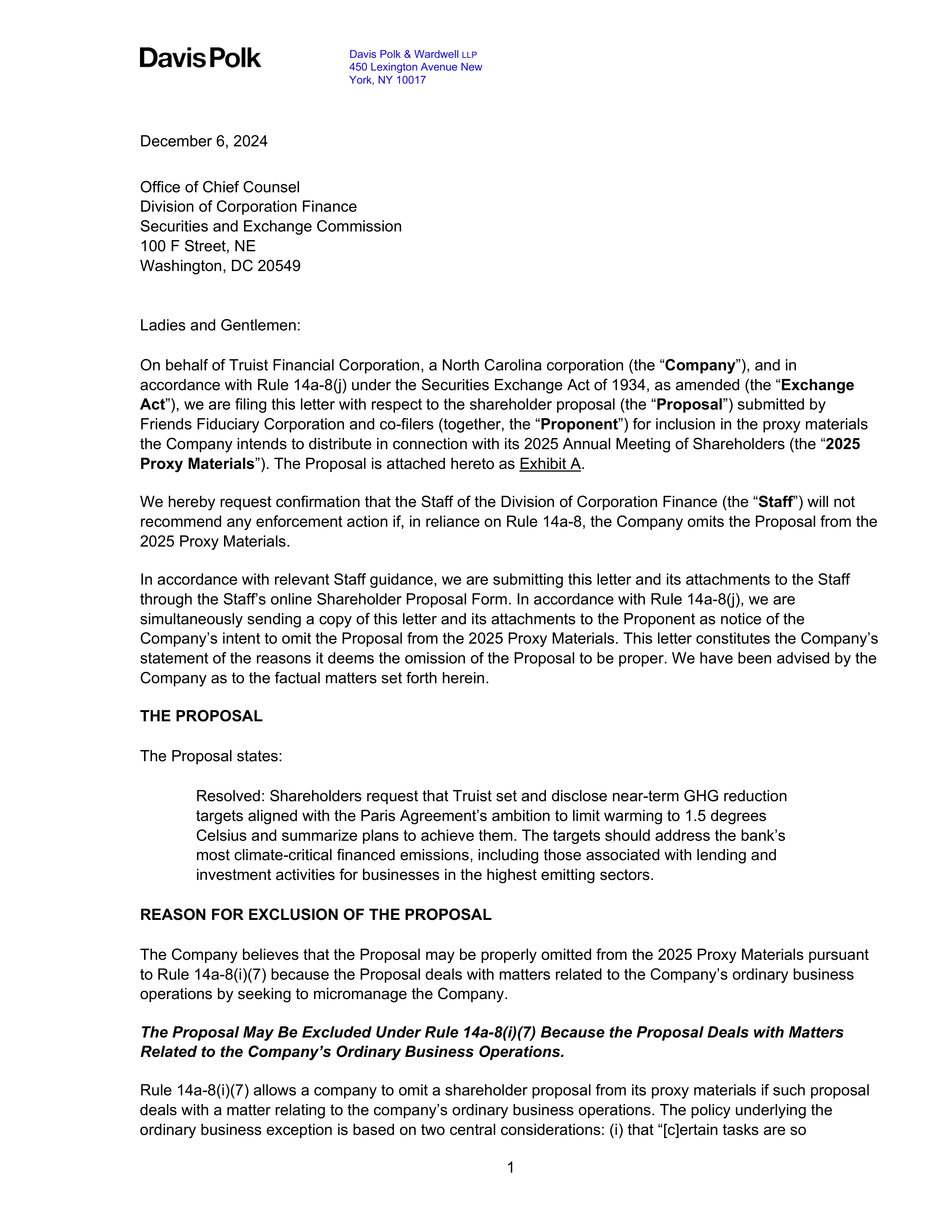 Truist Financial Proposal  — page 2