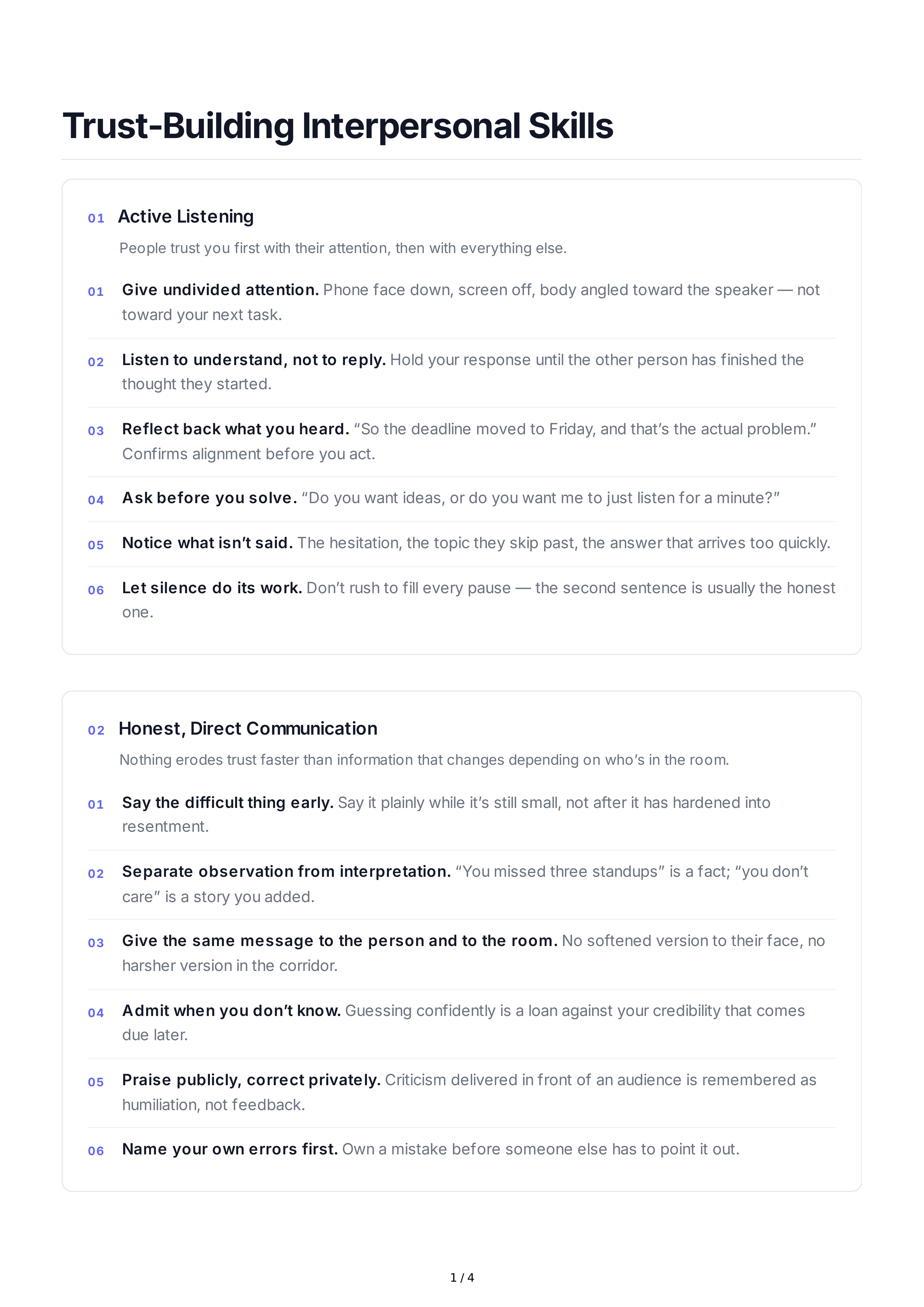 Trust Building Interpersonal Skills — page 1