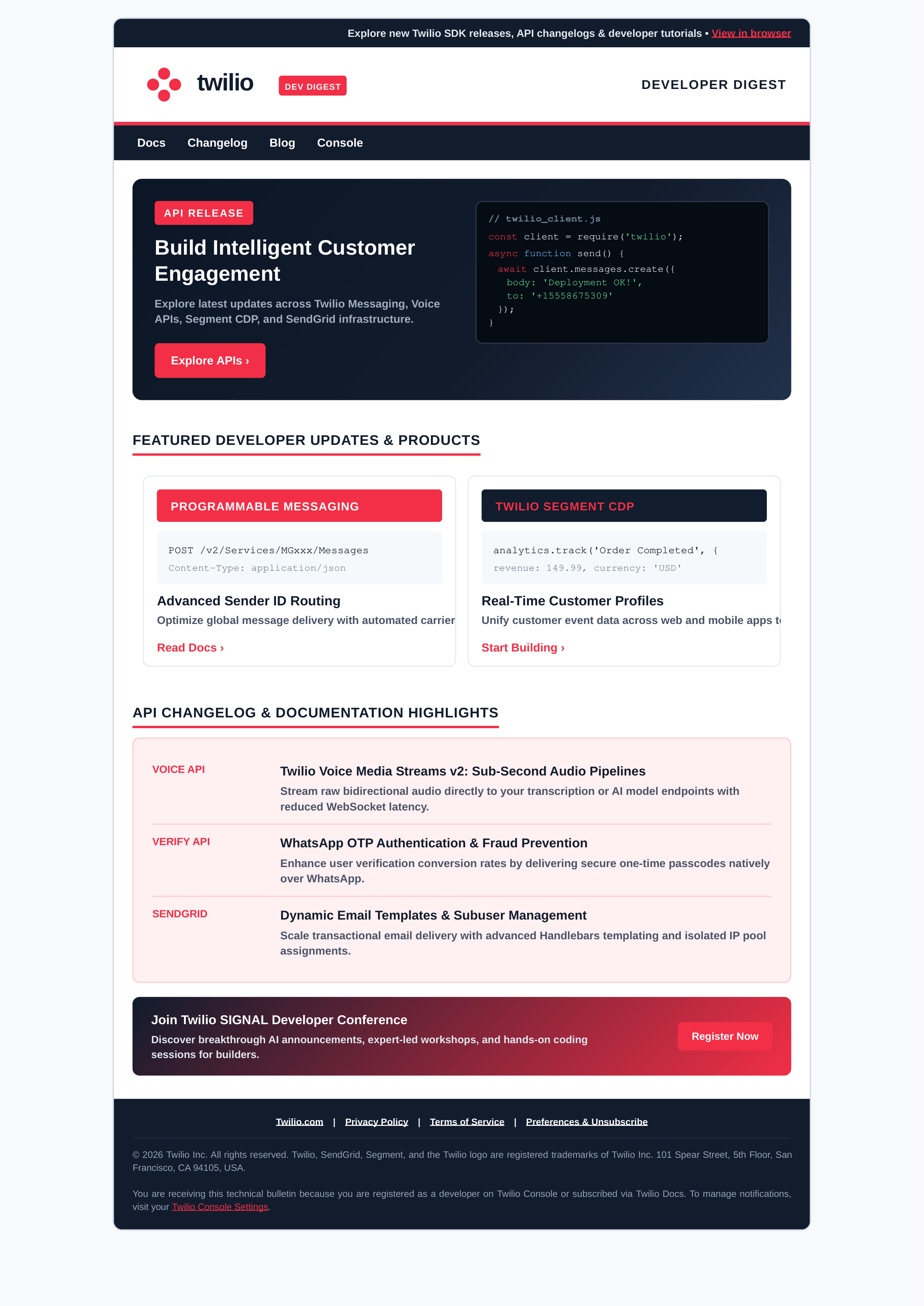 Twilio Developer Email Newsletter — page 1