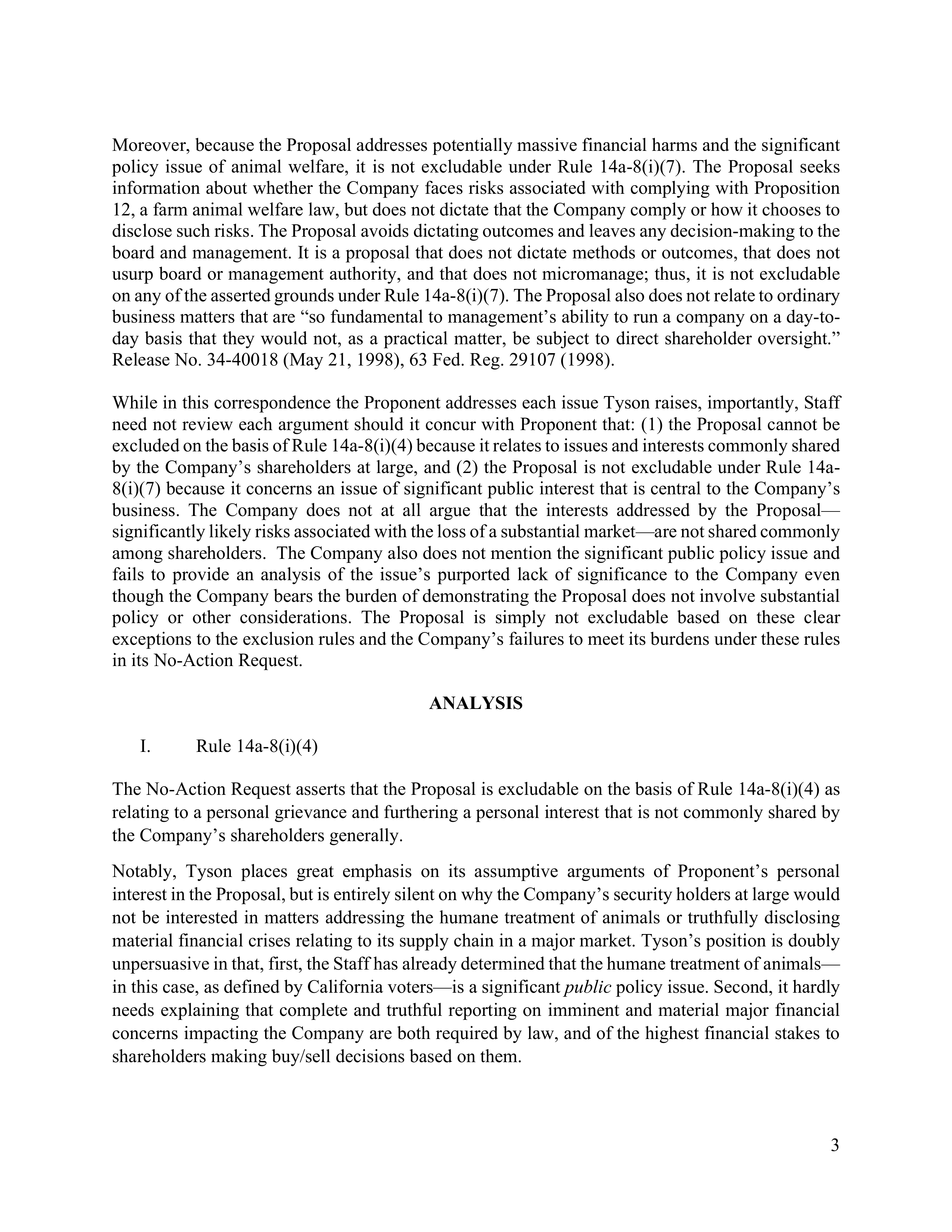 Tyson Foods Proposal  — page 10