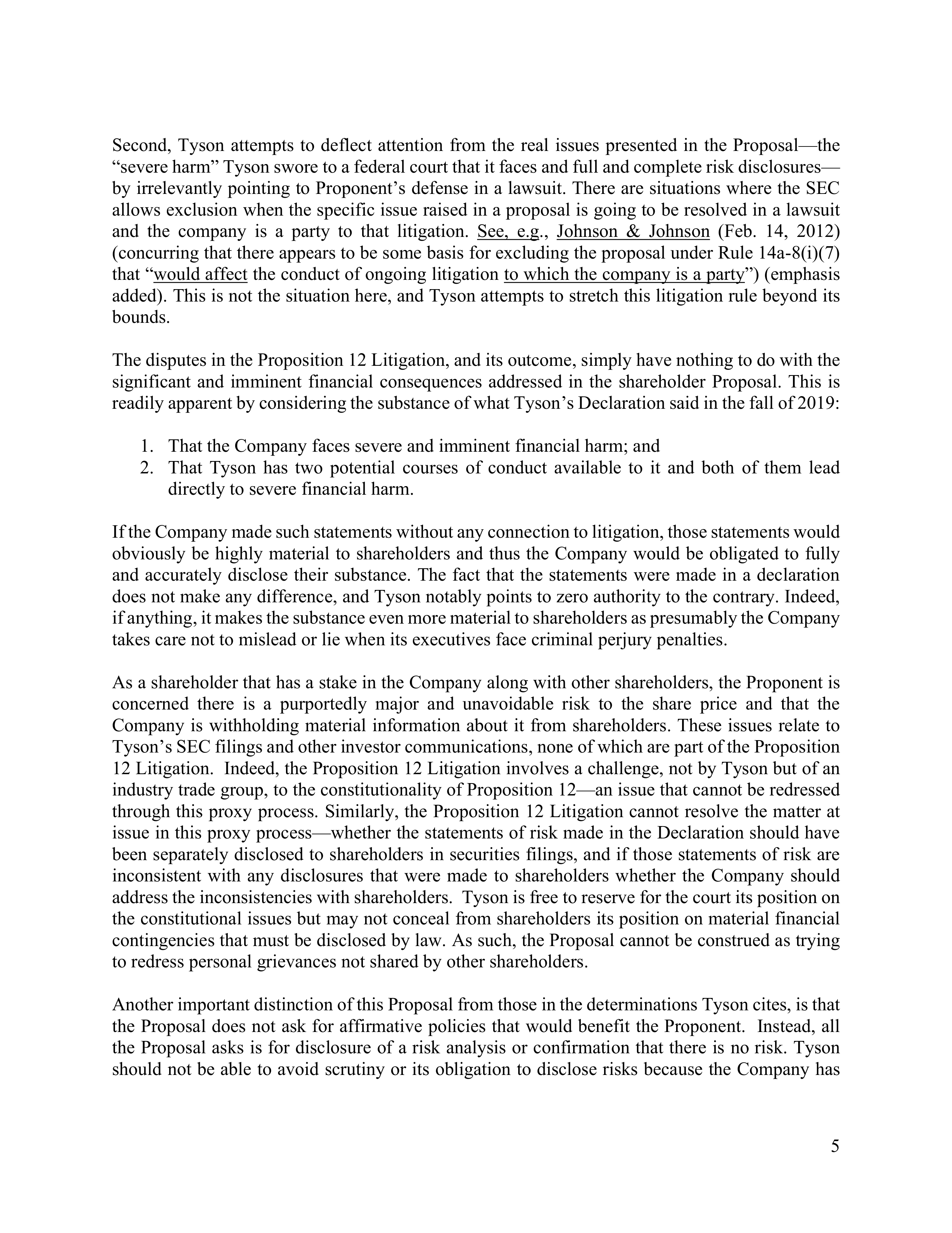 Tyson Foods Proposal  — page 12
