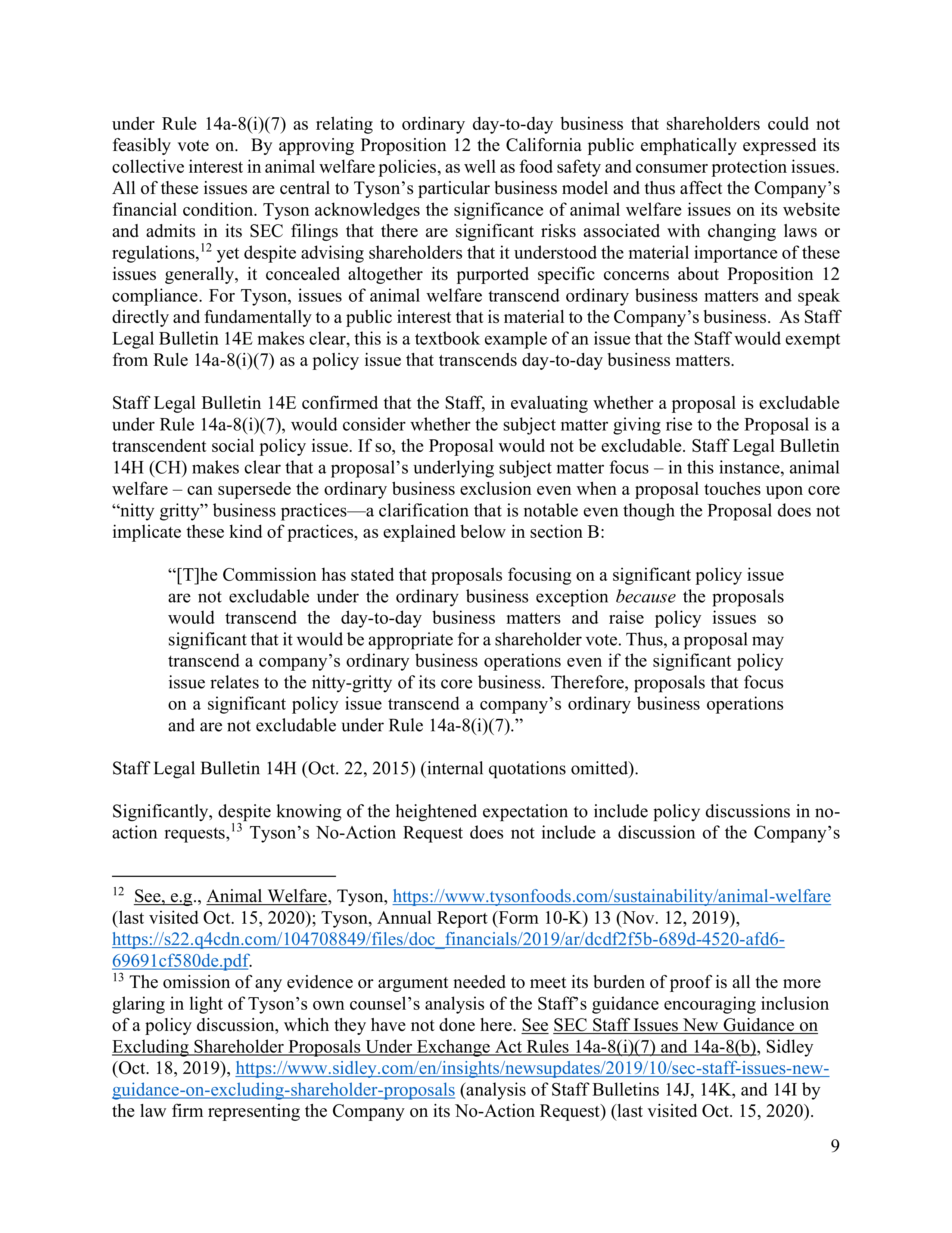 Tyson Foods Proposal  — page 16