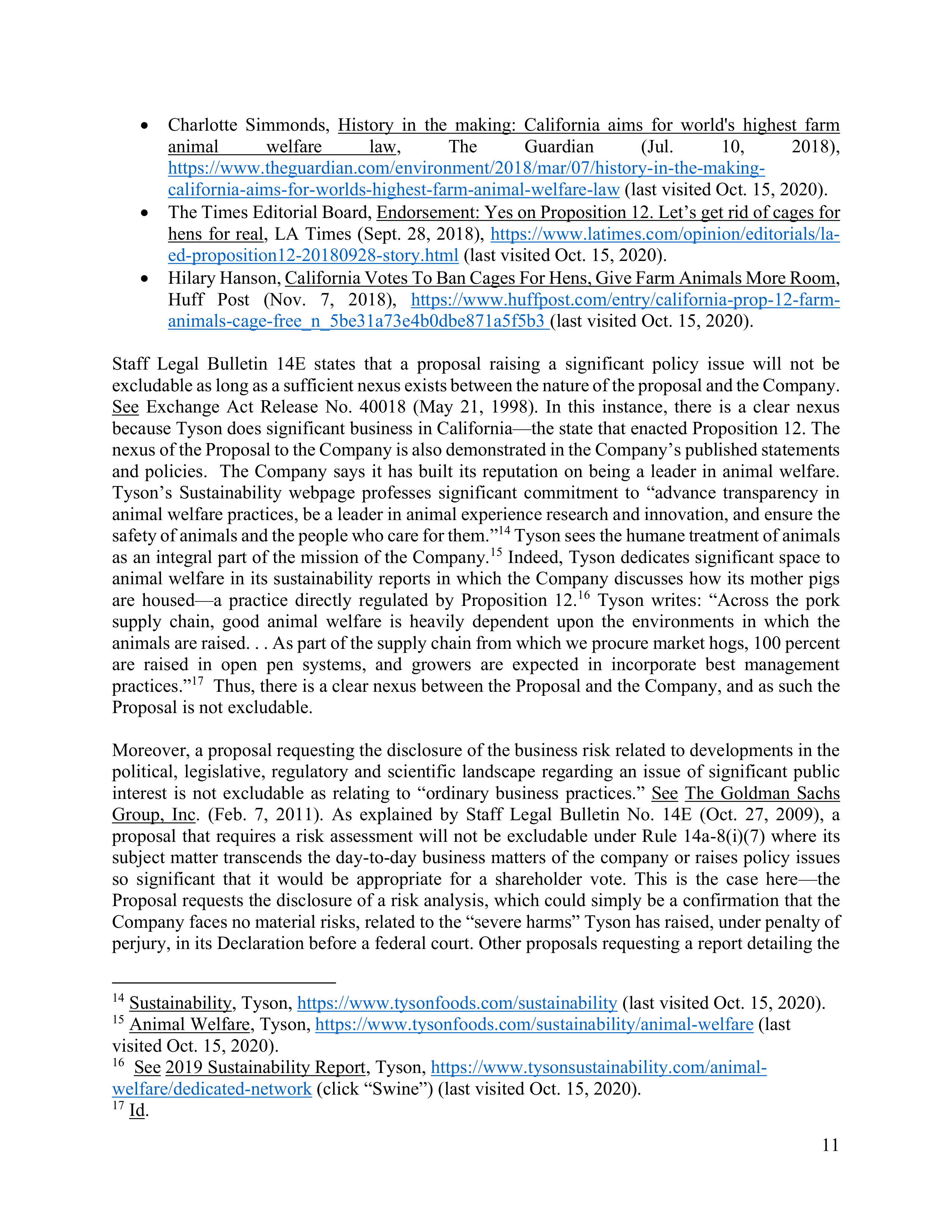 Tyson Foods Proposal  — page 18