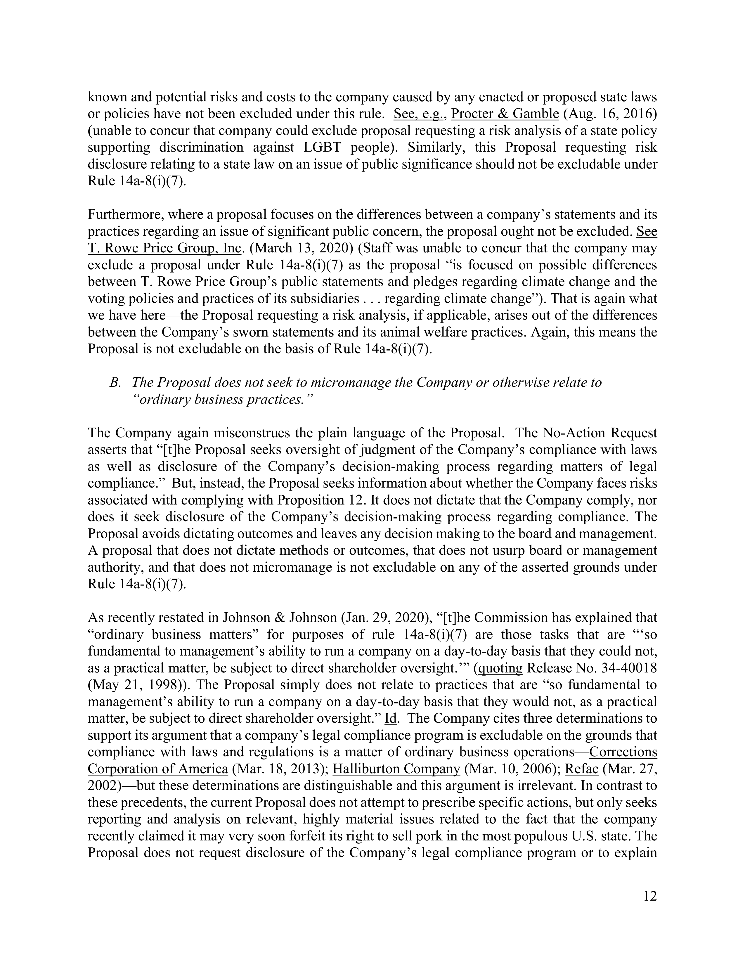 Tyson Foods Proposal  — page 19
