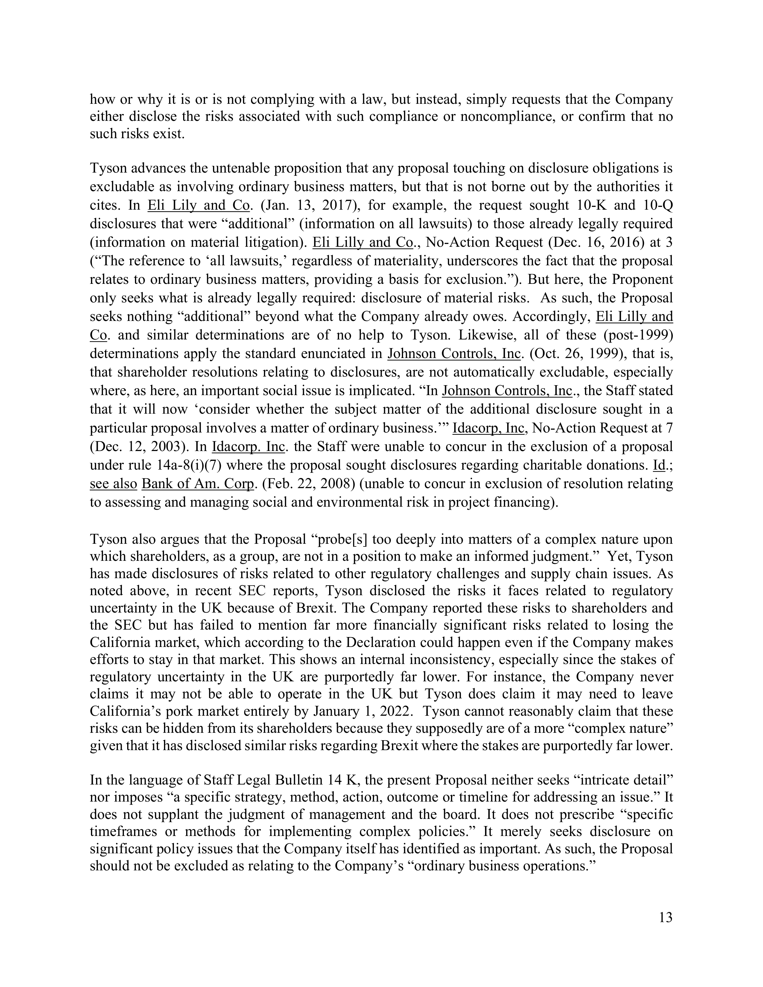 Tyson Foods Proposal  — page 20