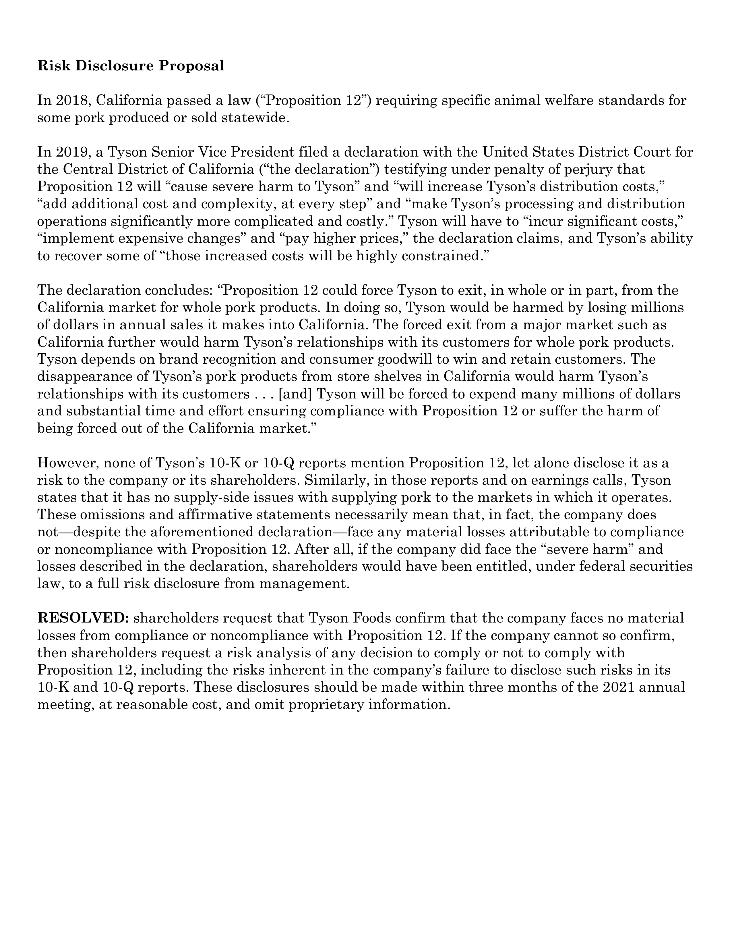 Tyson Foods Proposal  — page 25