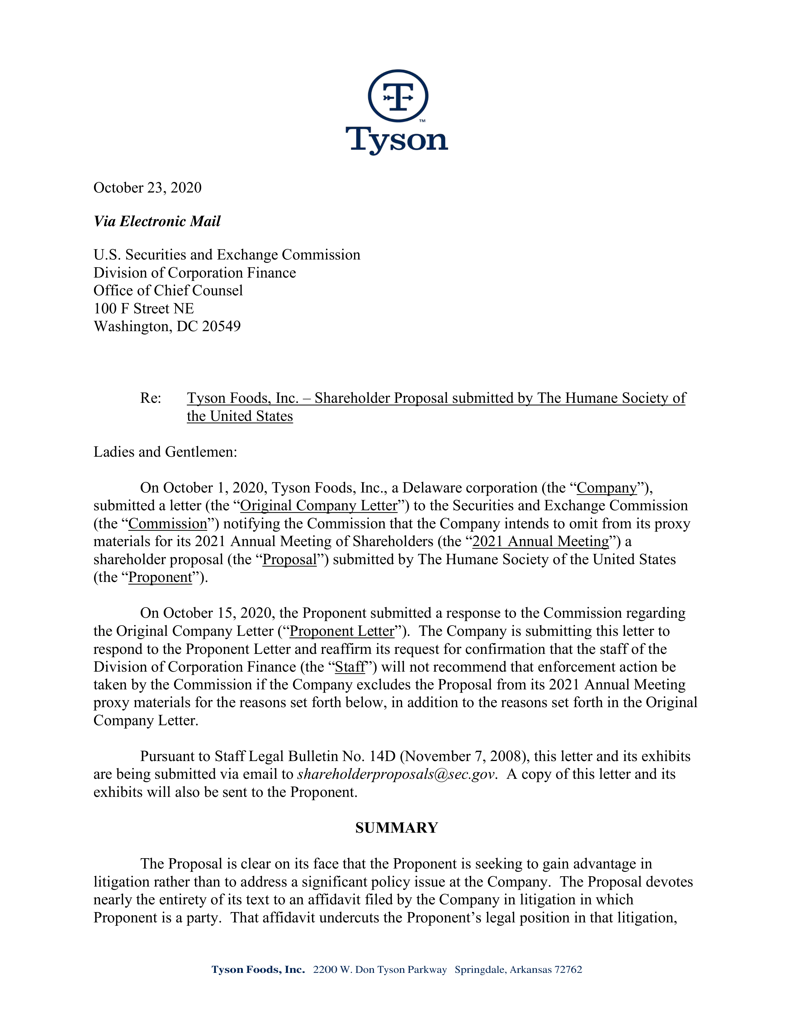 Tyson Foods Proposal  — page 4