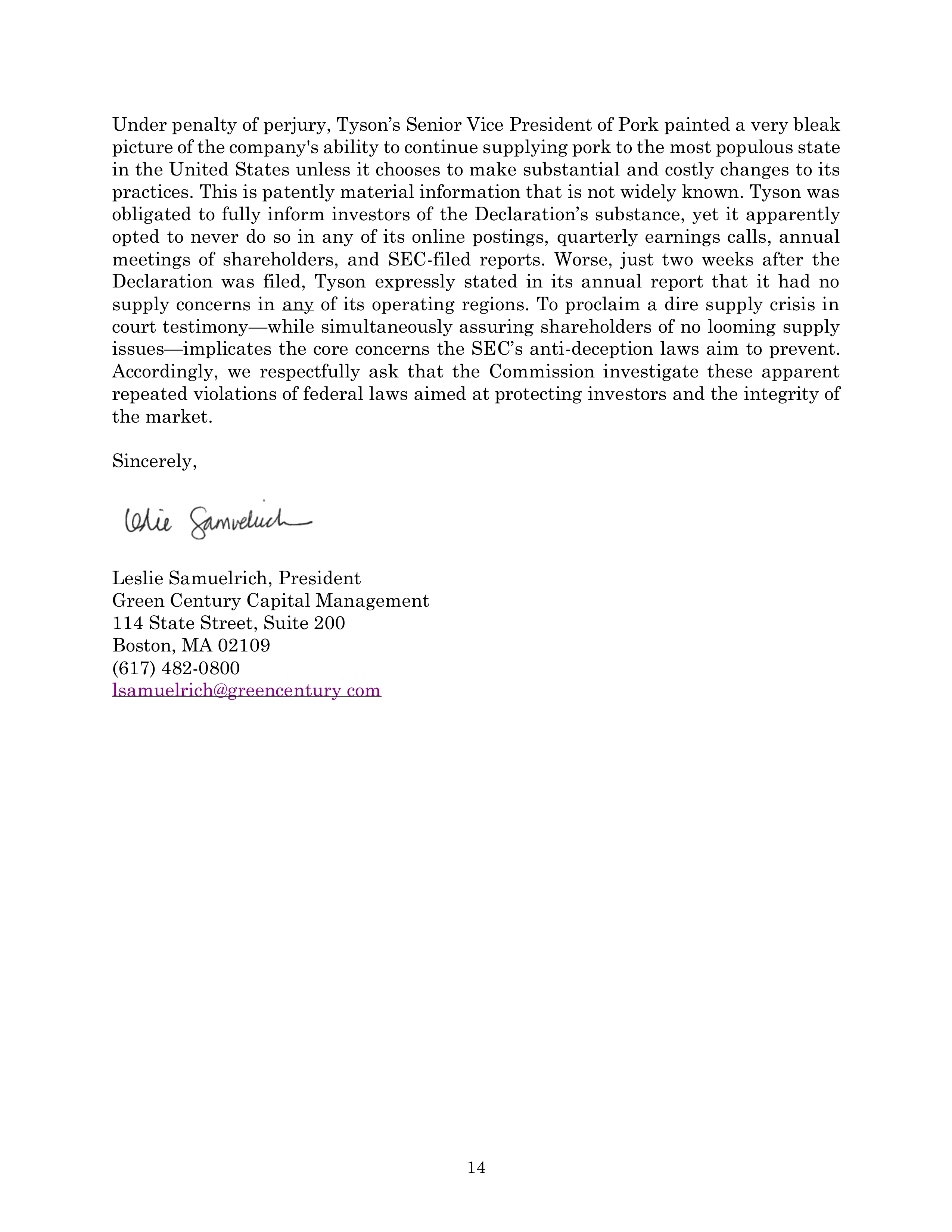 Tyson Foods Proposal  — page 46