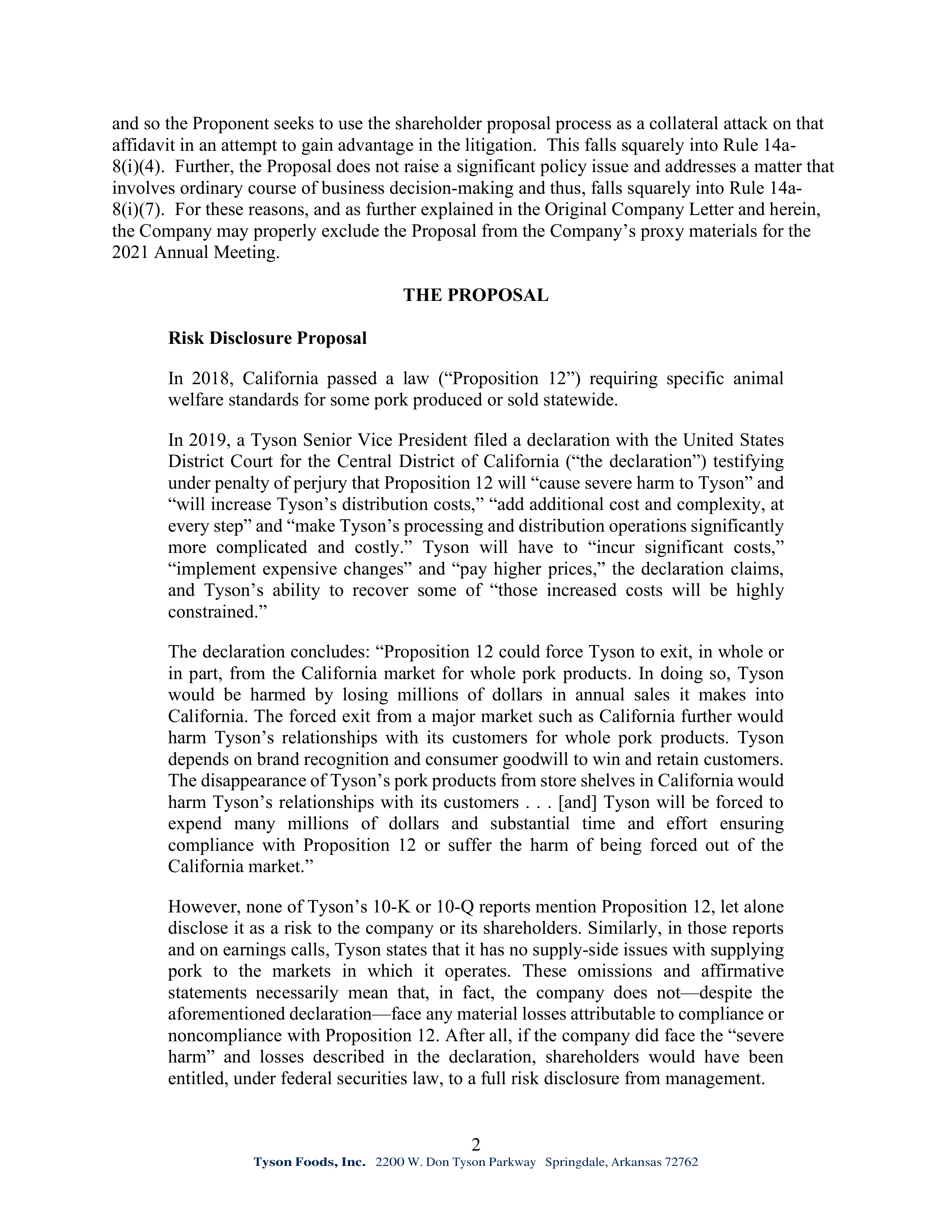 Tyson Foods Proposal  — page 5