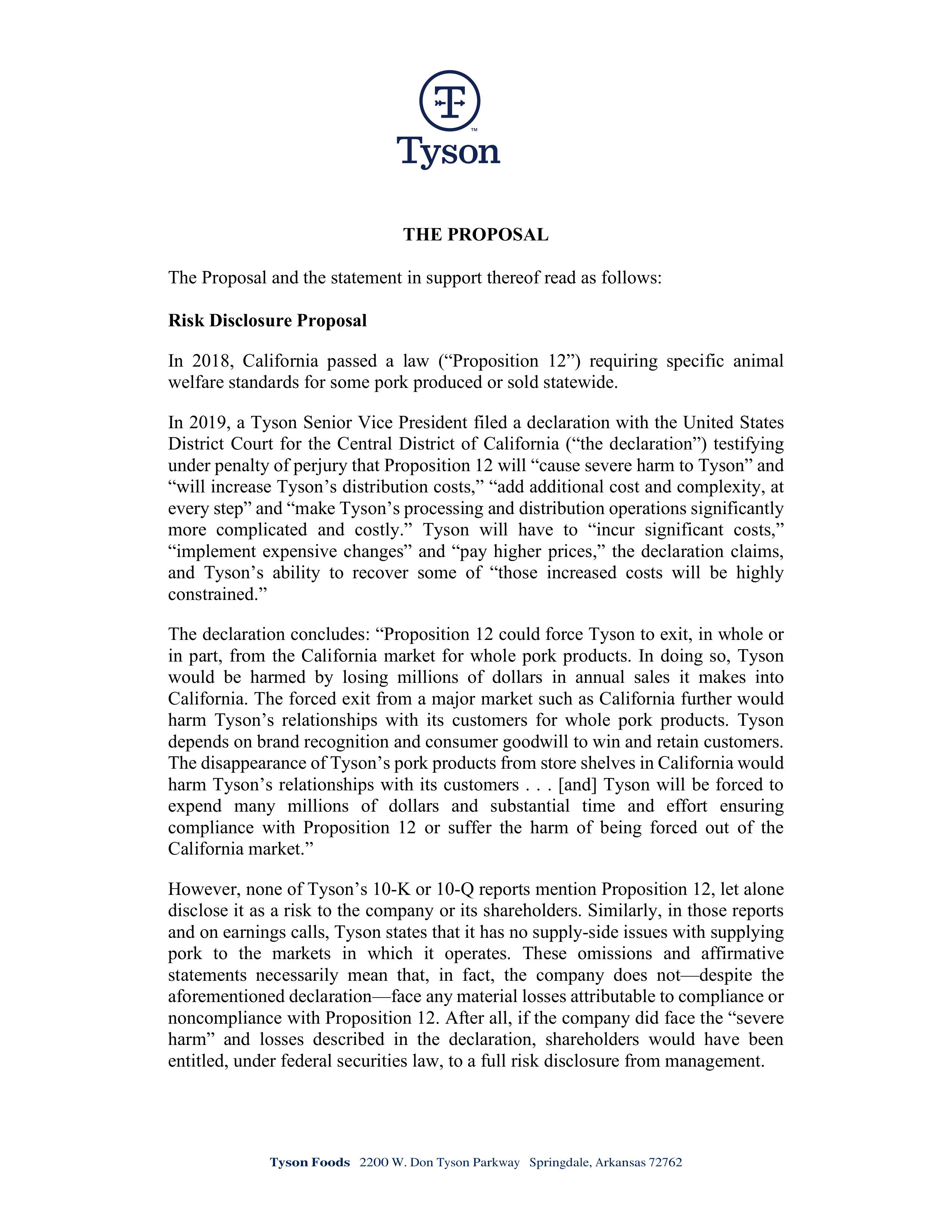 Tyson Foods Proposal  — page 57