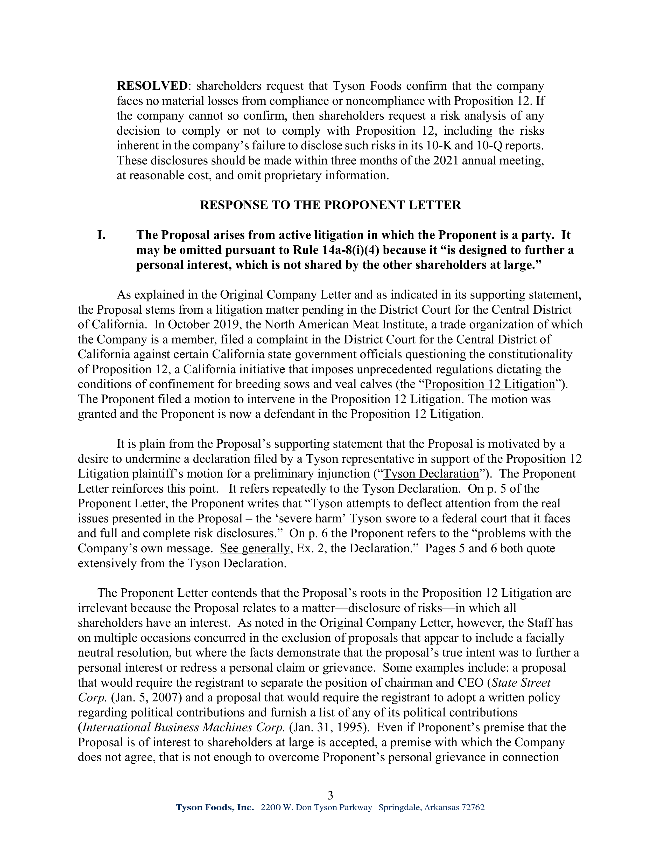 Tyson Foods Proposal  — page 6