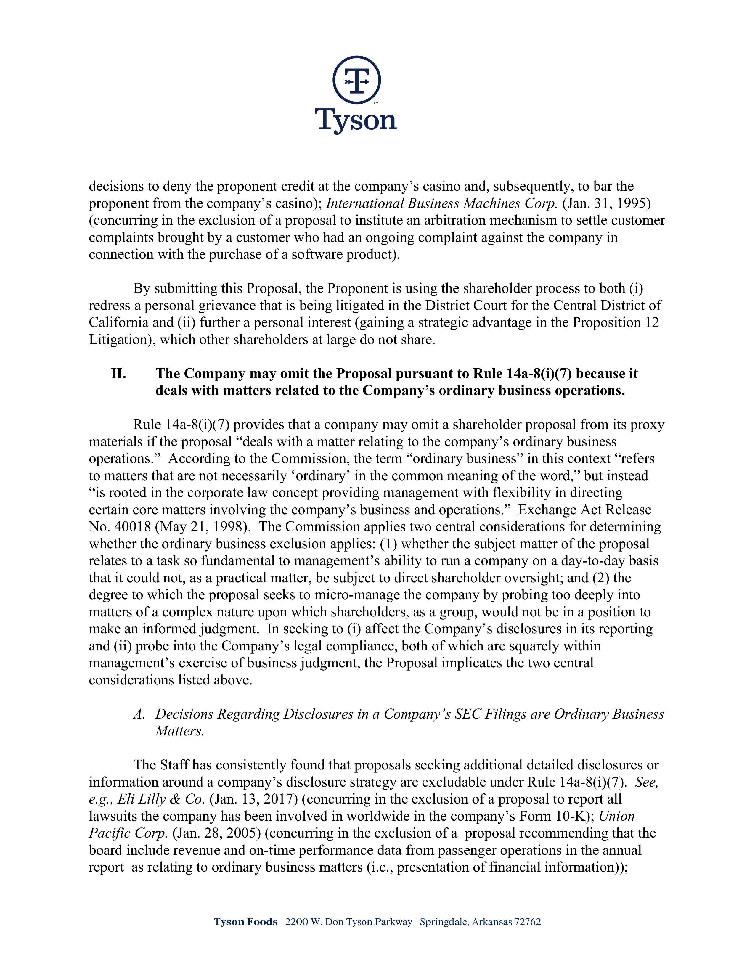 Tyson Foods Proposal  — page 60