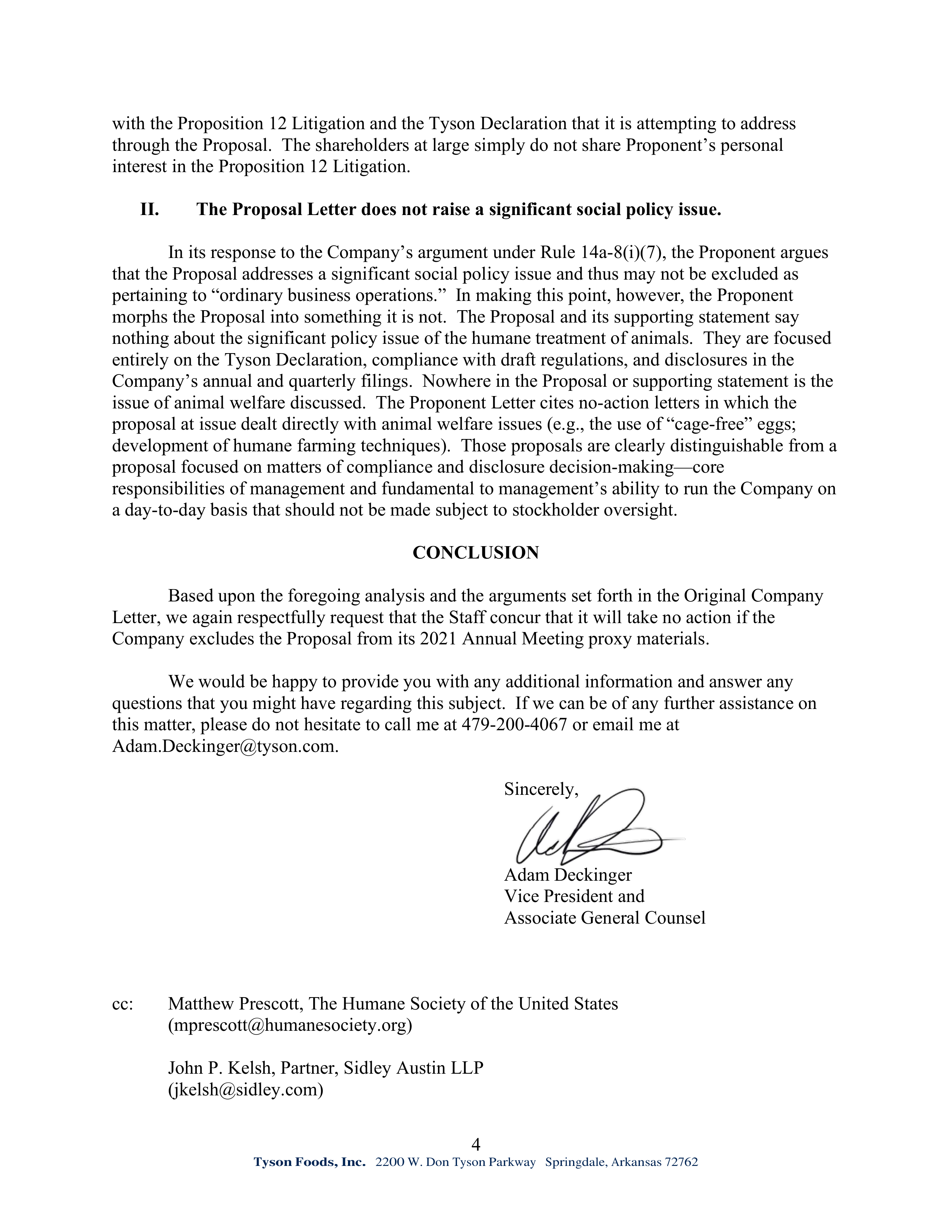 Tyson Foods Proposal  — page 7
